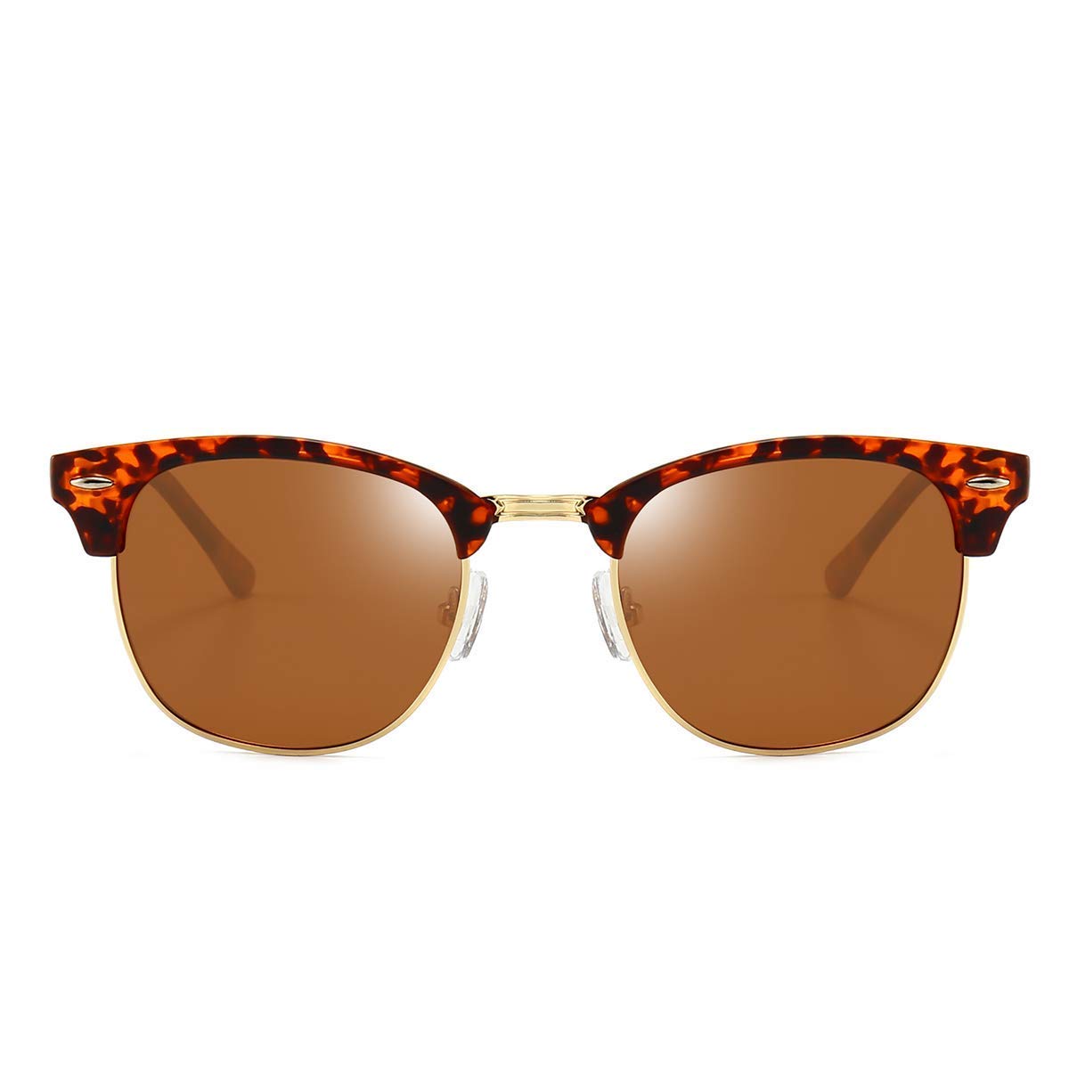 Polarized Browline Sunglasses for Men & Women - Classic Semi-Rimless Retro Frame with UV400 Protection - Perfect for Driving, Beach & Outdoor Activities