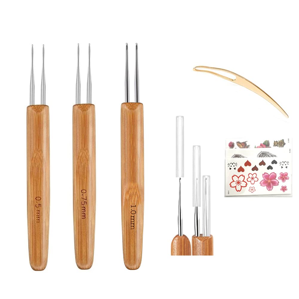 Dreadlocks Crochet Hook Set - 3 Piece Professional Hair Braiding Needles (0.5mm, 0.75mm, 1mm) for Dreadlock Maintenance & Styling - Perfect for Salon, Home Hair Care & Natural Hair Styling
