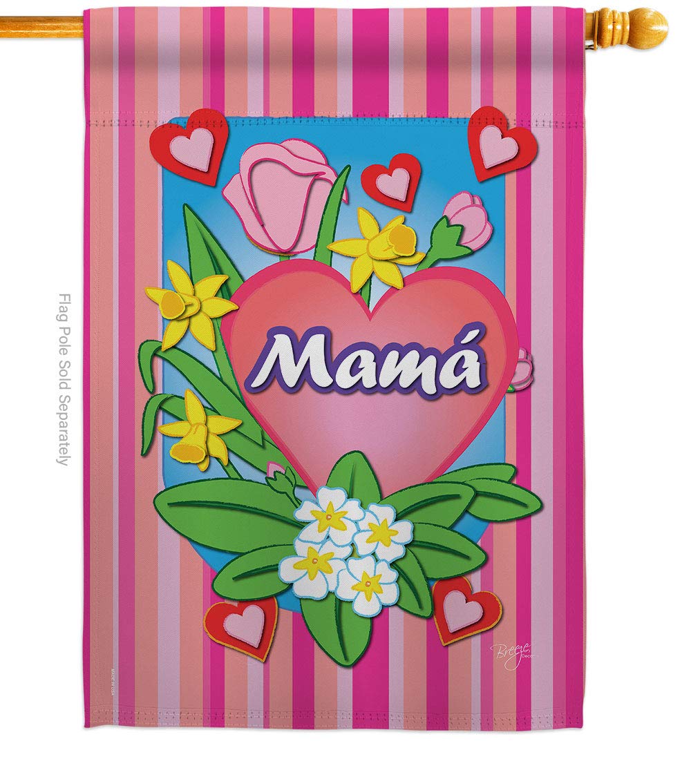 Breeze Decor Mamá Summer House Flag 28x40 - Mother's Day Gift for Outdoor Decor