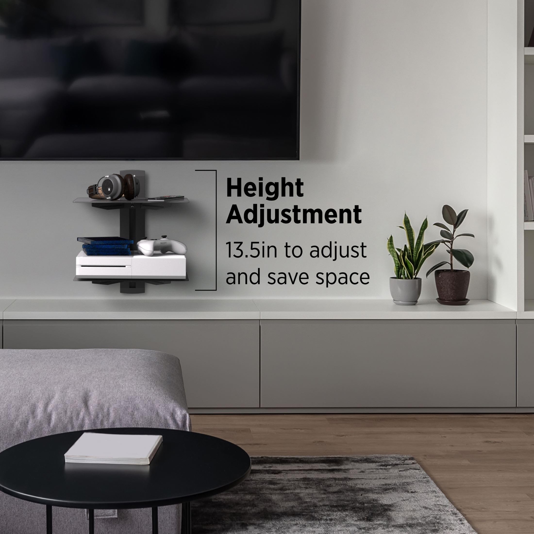 Promounts Dual Floating TV Shelves - Heavy Duty Tempered Glass Entertainment Shelves Holds 17.6lbs Each - Perfect for DVD Players, Cable Boxes & Game Consoles - Ideal for Living Room, Bedroom & Home Theater Setup