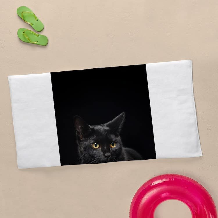 Soft Black Cat Large Beach Towel - Unique Design, Absorbent & Quick-Dry for Pool, Beach, Yoga & Picnic | CafePress