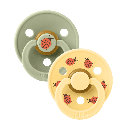 BIBS Size 1 & 2 Latex Pacifiers - Urban Garden Design, Twin Pack for Newborns & Infants - Perfect for Soothing, Daycare & On-the-Go Parenting