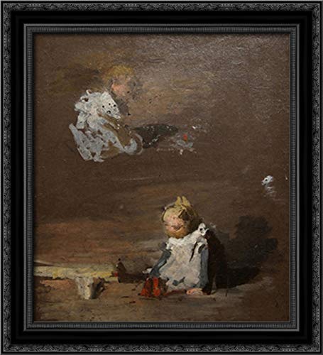 Thomas Eakins Studies Of A Baby 20x22 Inch Black Ornate Wood Framed Canvas Art - Perfect for Nursery, Living Room & Home Decor