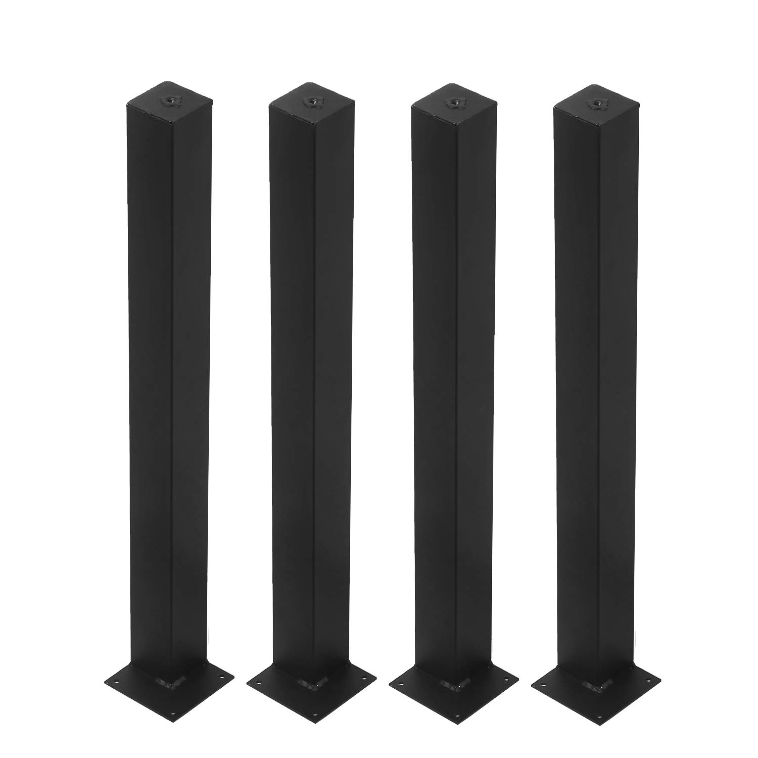 MBQQ Rustic H28 Metal Table Legs - Heavy Duty Iron Desk & Dining Table Legs, Set of 4 Black - Perfect for DIY Furniture Projects, Farmhouse Decor & Home Office Desks