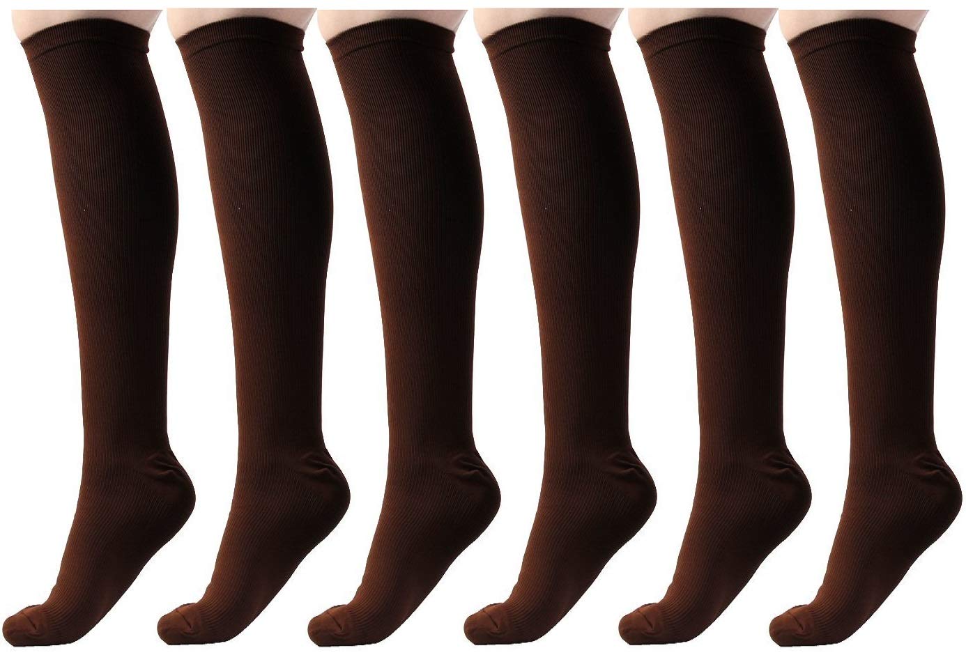AAATS Graduated Compression Socks (6 Pairs) - Best for Running, Nursing, Travel & Medical Support - Improve Circulation & Reduce Swelling for Athletes & Professionals