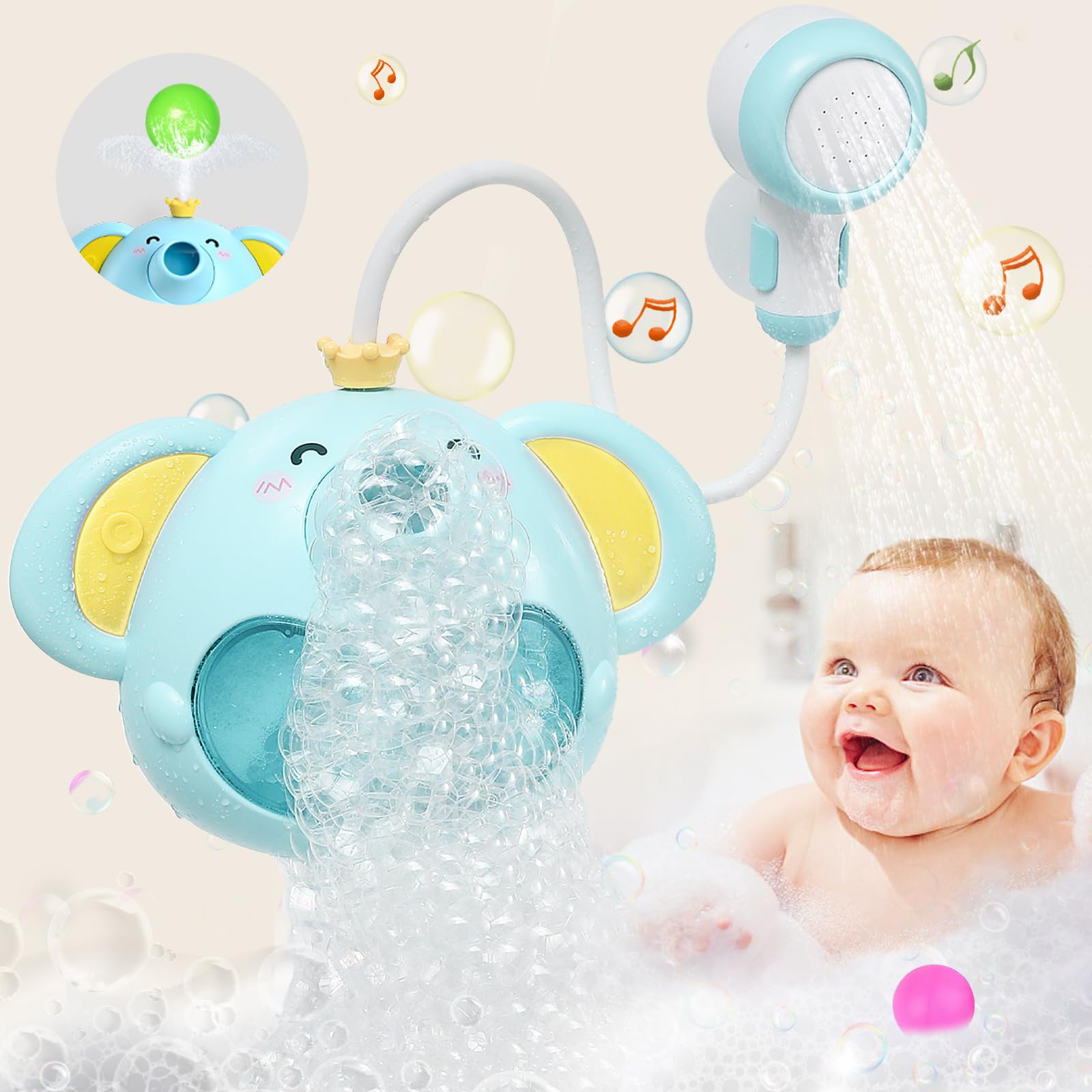 Automatic Bubble Bath Toy for Toddlers - Singing Bubble Maker with Shower Head | Fun Bathtub Bubble Machine for Babies & Kids | Perfect Baby Shower Gift & Bathtime Entertainment