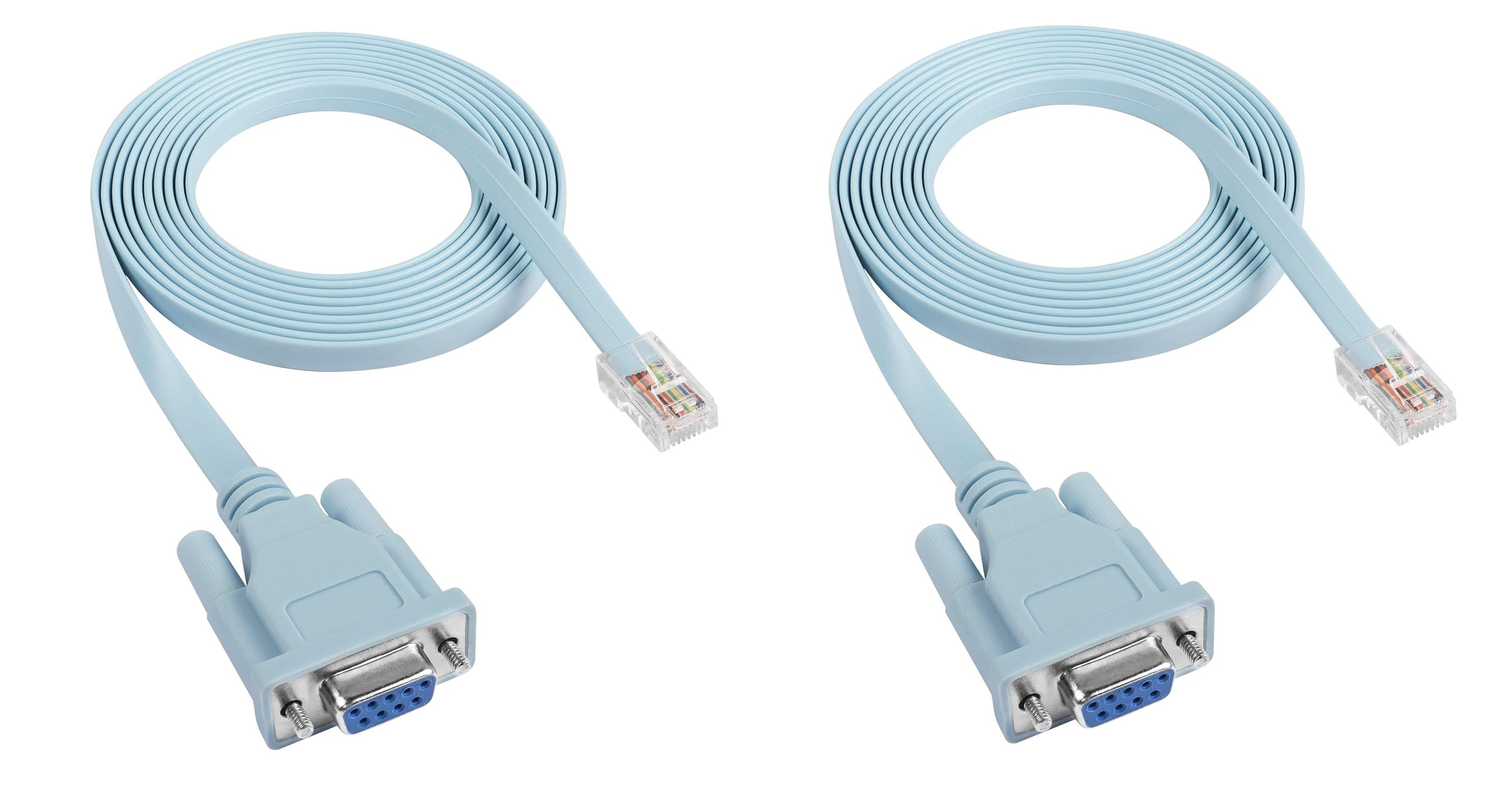 Cisco DB9 Female to RJ45 Male Console Cable - Bi-Directional Blue Serial Cable (6 Feet, 2-Pack) for Network Equipment Configuration & Server Maintenance