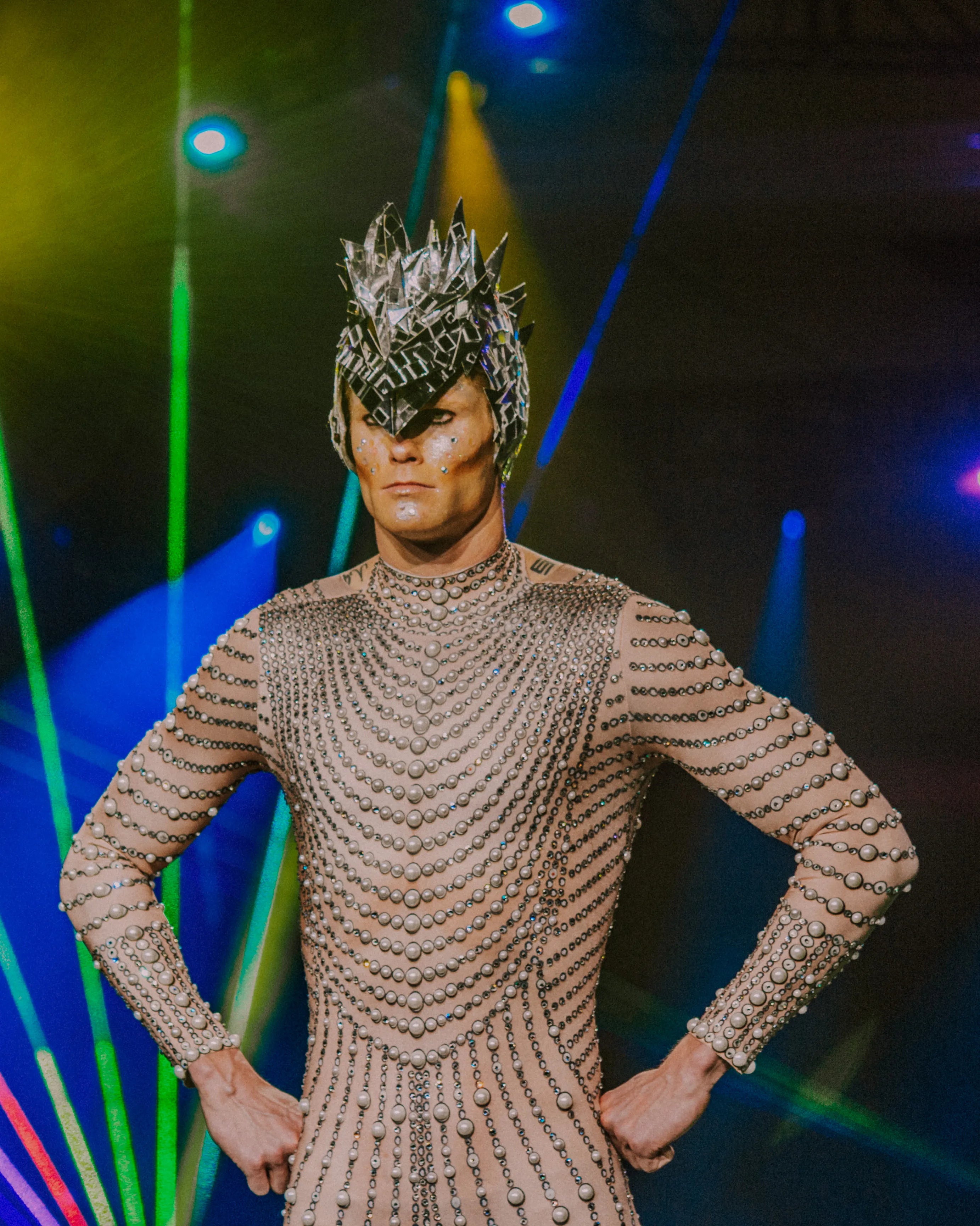 Men's Mirror Catsuit Jumpsuit - Shiny Disco Party Costume for DJ Performance, Burning Man & Space Themed Events - Perfect for Rave, Club & Festival Outfits