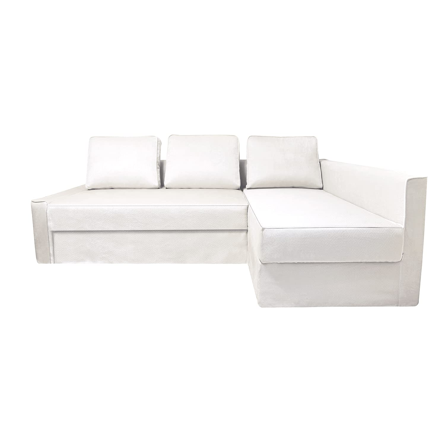 IKEA Friheten Sofa Bed Cover - Stretchable Slipcover for Corner Couch with Cushion & Pillow Covers (2030-1 Warm White, Right Chaise) - Perfect for Living Room, Home Theater & Guest Room Protection