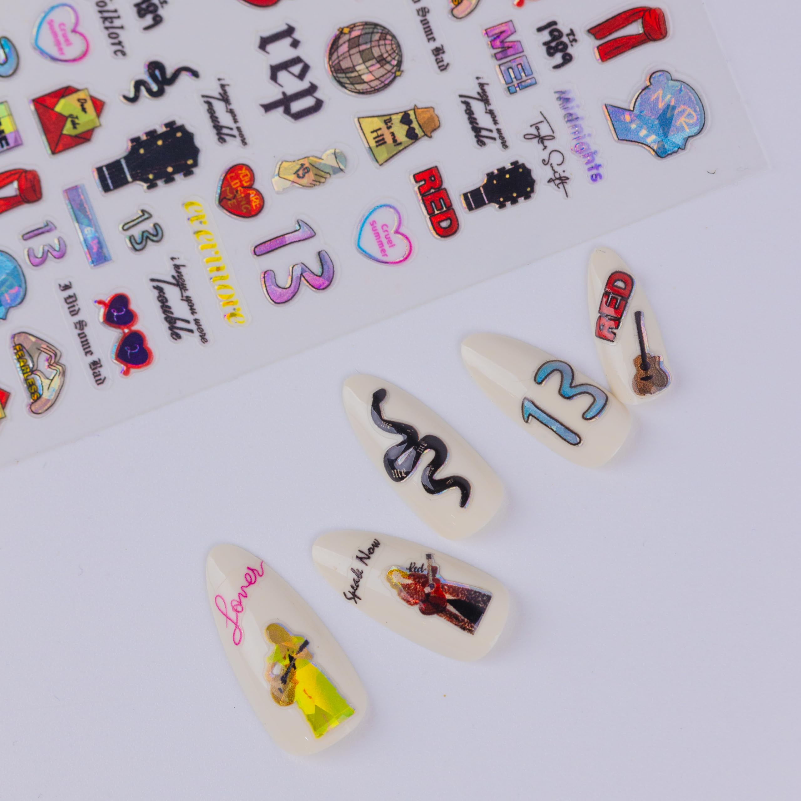 4 Sheets Cute Nail Art Stickers - Self Adhesive Kawaii Nail Decals for DIY Manicure, Women & Girls Nail Supplies (Style 1) - Perfect for Parties, Weddings, and Daily Nail Art Designs