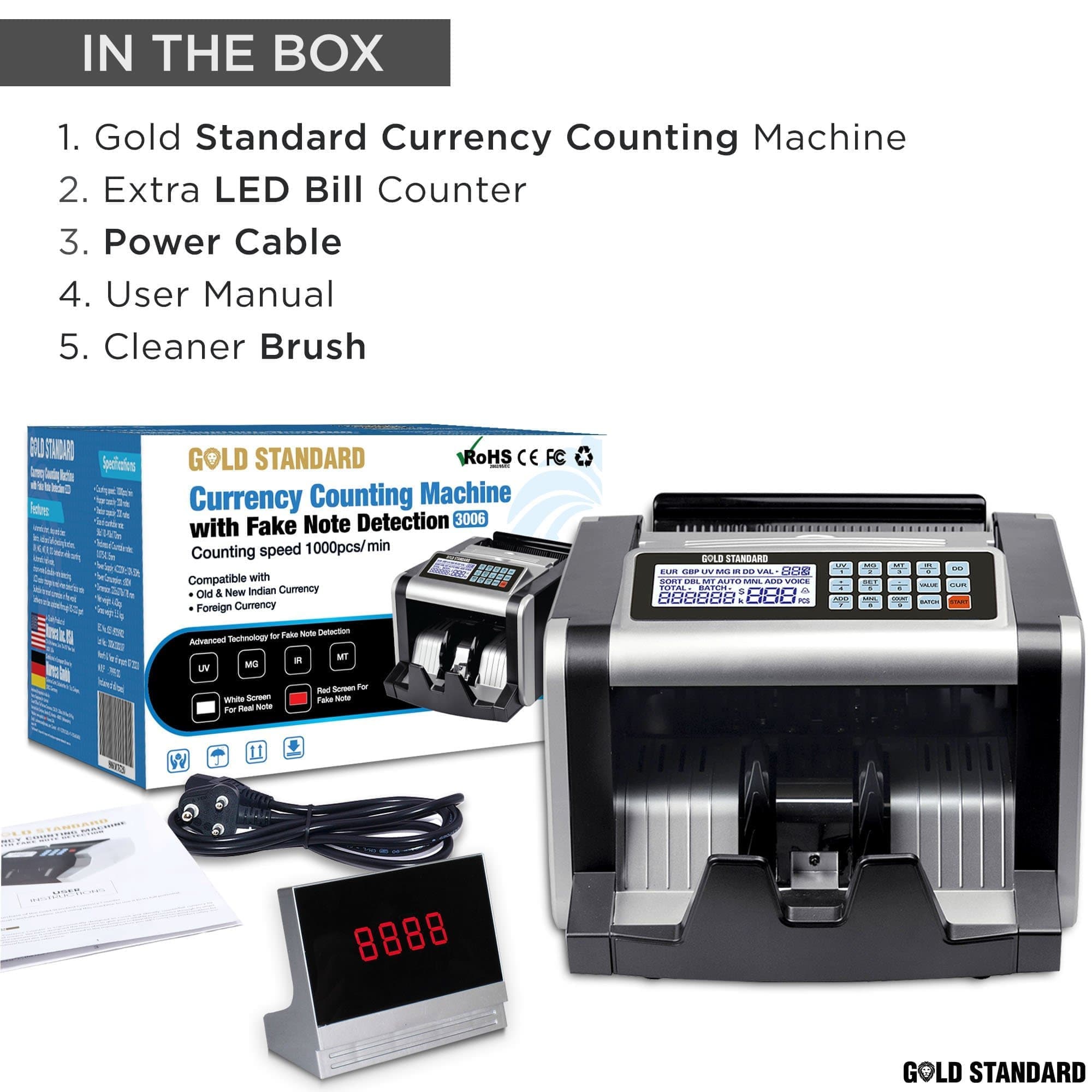 Gold Standard USA Currency Cash Note Counting Machine 3006 - High Speed Money Counter for Banks, Retail Stores, and Small Businesses - Perfect for Cash Handling and Financial Management