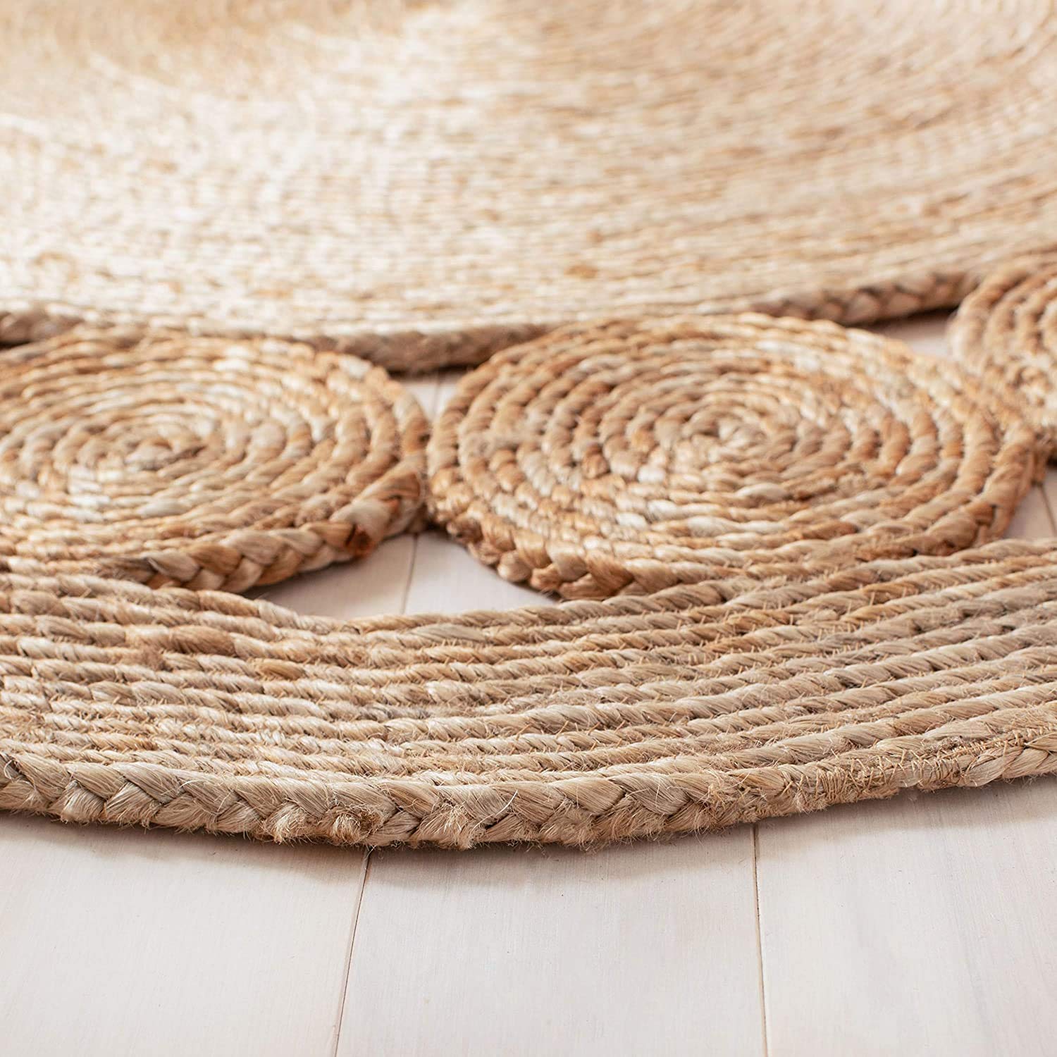 Handwoven Jute Area Rug - Natural Beige Round Braided Rug for Bedroom, Kitchen & Living Room - Farmhouse Decor - 10x10 Feet - Eco-Friendly Home Accent | Perfect for Boho, Coastal & Rustic Interior Design Styles