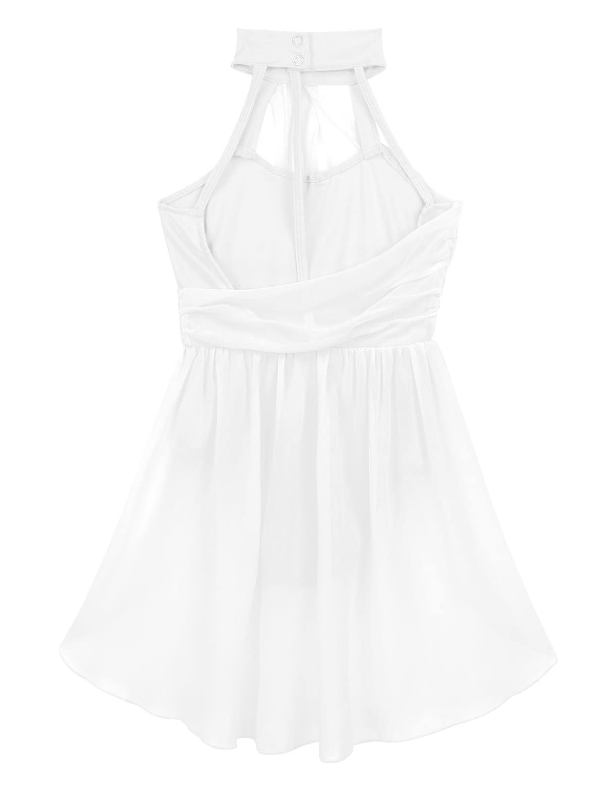 Sxiwei Girls Ballet Dance Leotard - Chiffon Halter Neck One Piece Dress for Ballroom, Lyrical & Contemporary Dance - Perfect for Recitals, Performances & Dance Classes