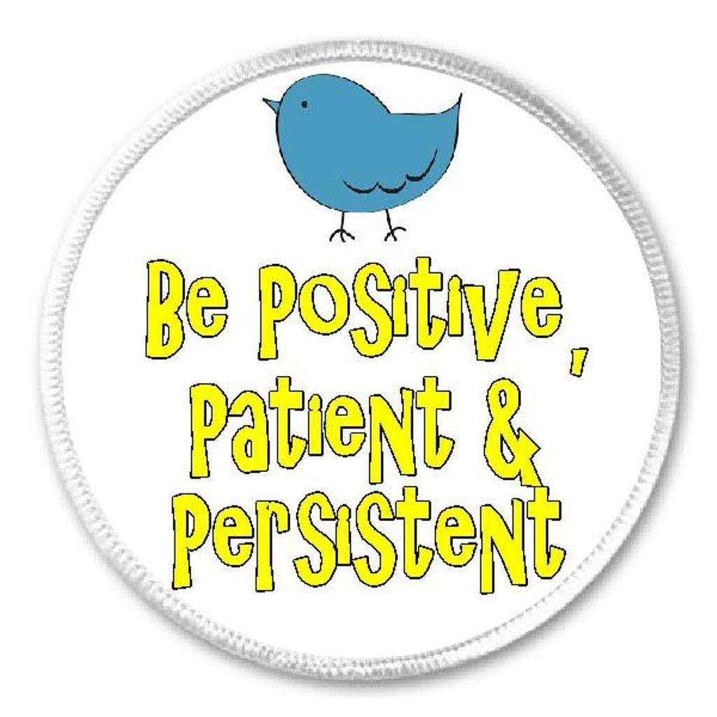 Be Positive Patient And Persistent - 3 Inch Sew On or Iron On Motivational Bird Patch for Jackets, Hats, Bags - Inspirational Embroidered Applique for DIY Crafts, Gifts & Clothing Customization