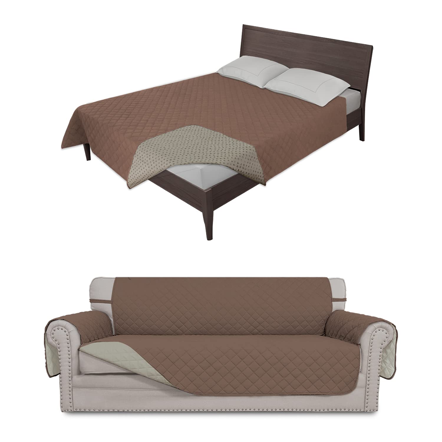 Reversible Sofa Cover & Waterproof Dog Bed Cover Set - Durable, Washable, Non-Slip Furniture Protector for Pets - Perfect for Living Room, Bedroom, and Pet-Friendly Homes