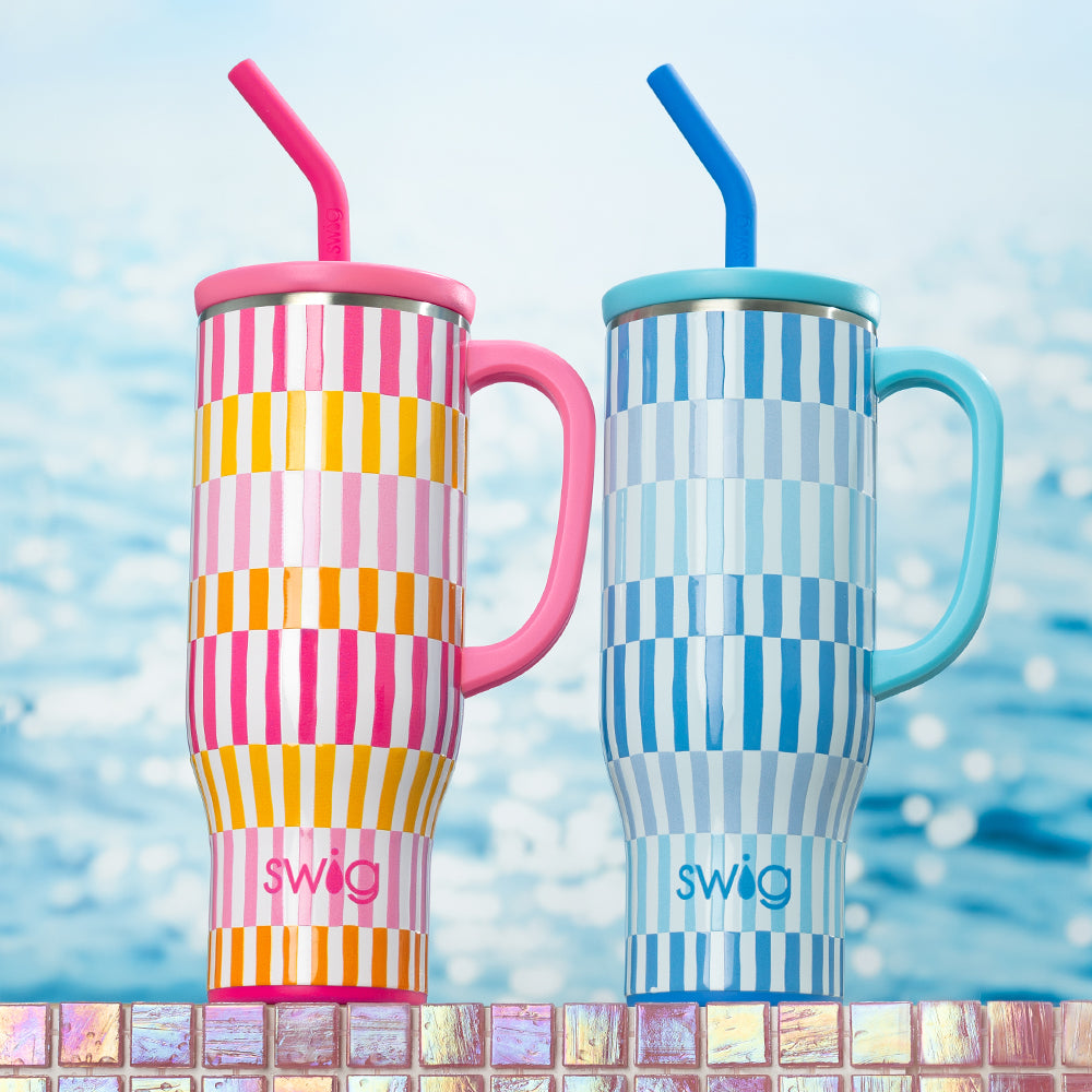 Glacier Stripe Mega Mug 30oz - Large Insulated Coffee Cup with Stripe Design - Perfect for Home, Office & Outdoor Use