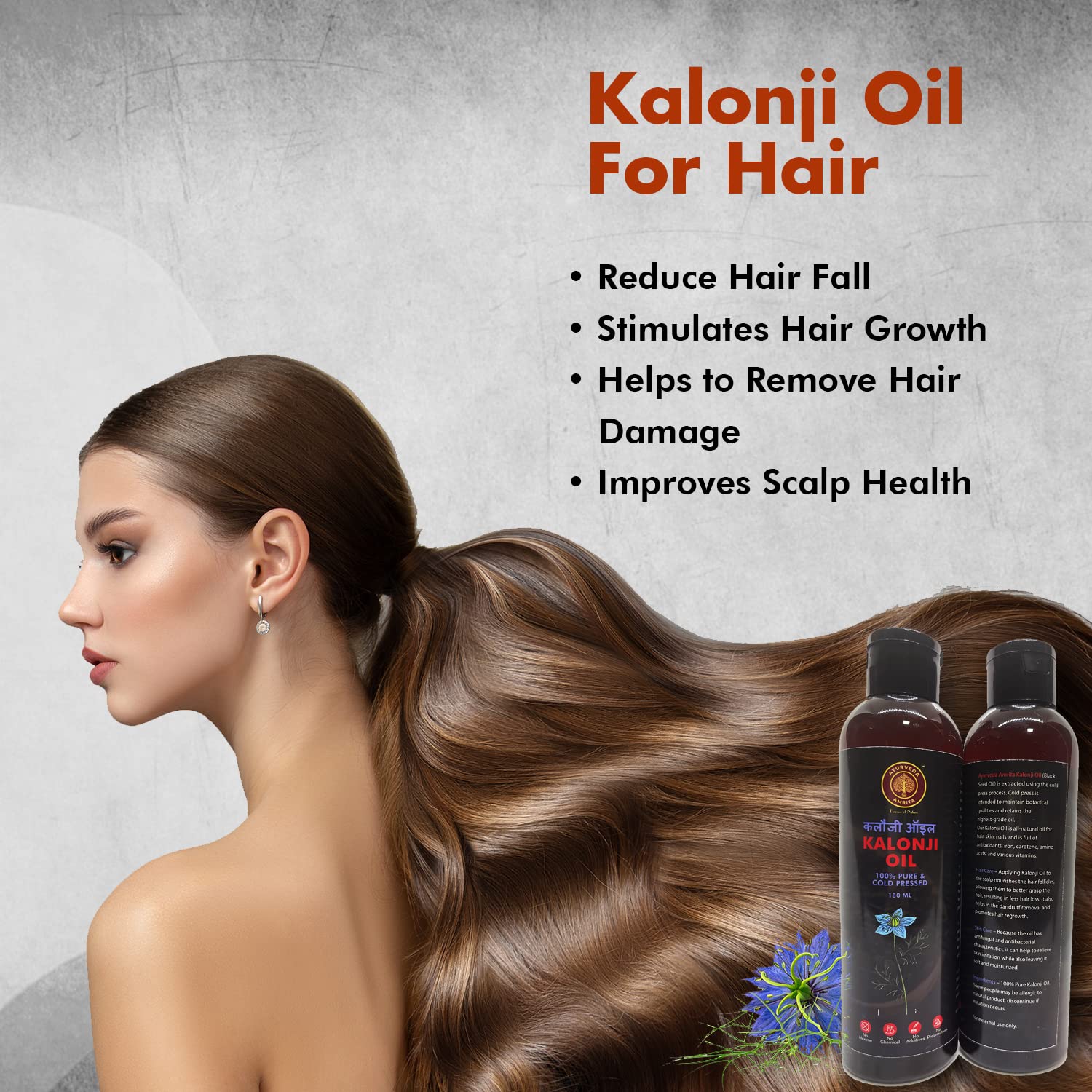 Pure Cold Pressed Kalonji Black Seed Oil (180ml) - Ayurvedic Amrita Oil for Hair Growth & Skin Care | Natural Remedy for Dry Scalp, Acne & Healthy Hair | Perfect for Massage, Aromatherapy & Daily Beauty Routine