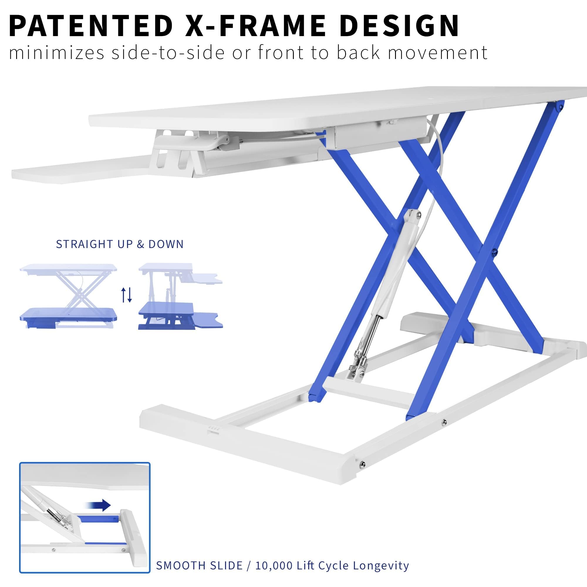 VIVO K Series 32 Inch Height Adjustable Sit Stand Desk Converter - Dual Monitor & Laptop Workstation with Wide Keyboard Tray, White (DESK-V000KW) for Home Office & Ergonomic Workspace Setup
