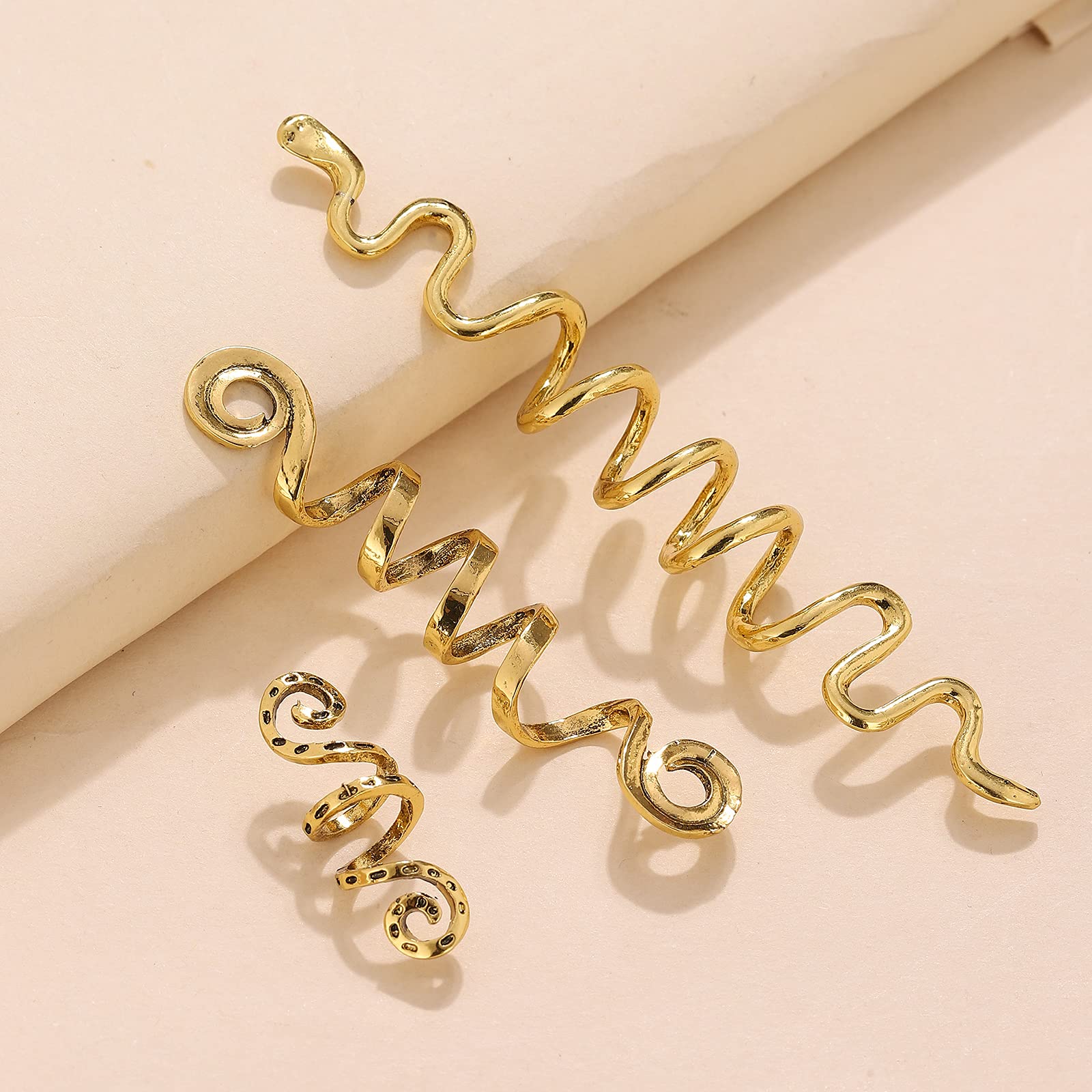 Gold Snake Hair Jewelry for Braids - 6 Pack Halloween Hair Accessories for Women, Dreadlock Beads & Braid Decorations - Perfect for Costume Parties, Cosplay & Boho Hairstyles