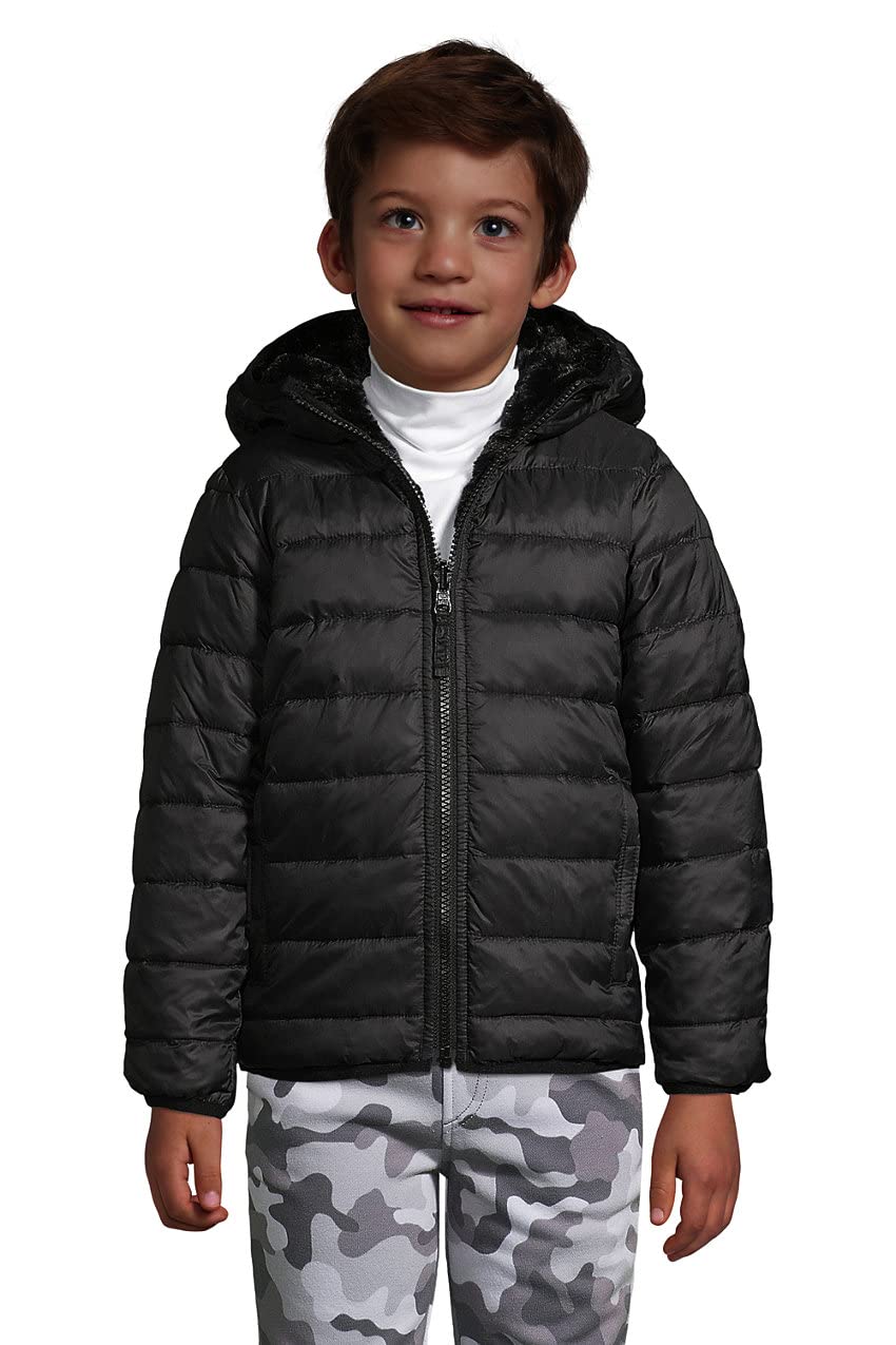 Lands' End Kids' Reversible Jacket - Black, Little Kid Size Small - Waterproof Windbreaker for Outdoor Play & School Activities
