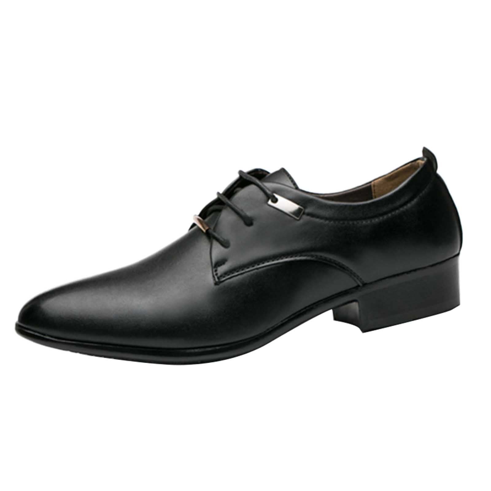 **Men's 8.5 Leather Dress Shoes - Classic British Retro Slip-On Formal Shoes for Men | Perfect for Business, Office & Wedding Events**