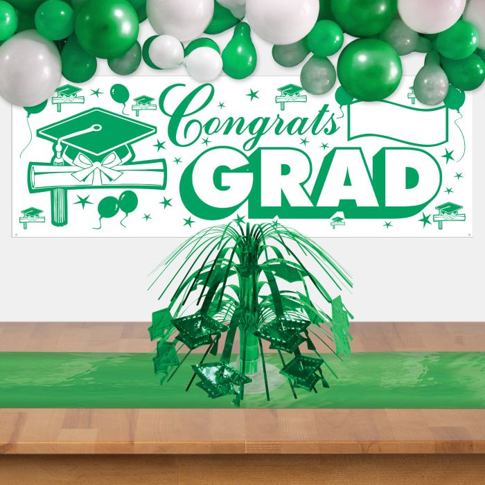 12 Pack Green Graduation Cap Mini Cascade Centerpieces - Perfect for Graduation Party Decorations, Table Centerpieces, and Photo Backdrops