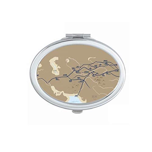 DIYthinker Silk Road Map Mirror - Portable Folding Double-Sided Makeup Mirror with Travel Case | Perfect for Travel, Vanity & Vintage Home Decor