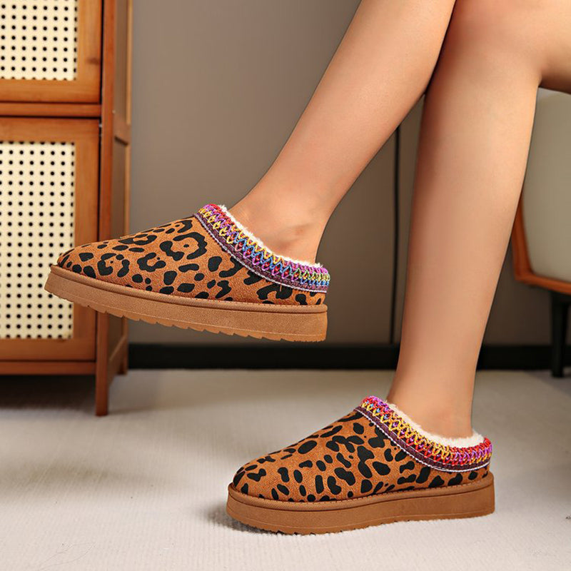 Cozy Thick Sole Slip-On Cotton Shoes for Women - Comfortable Indoor & Outdoor House Slippers for Winter Warmth
