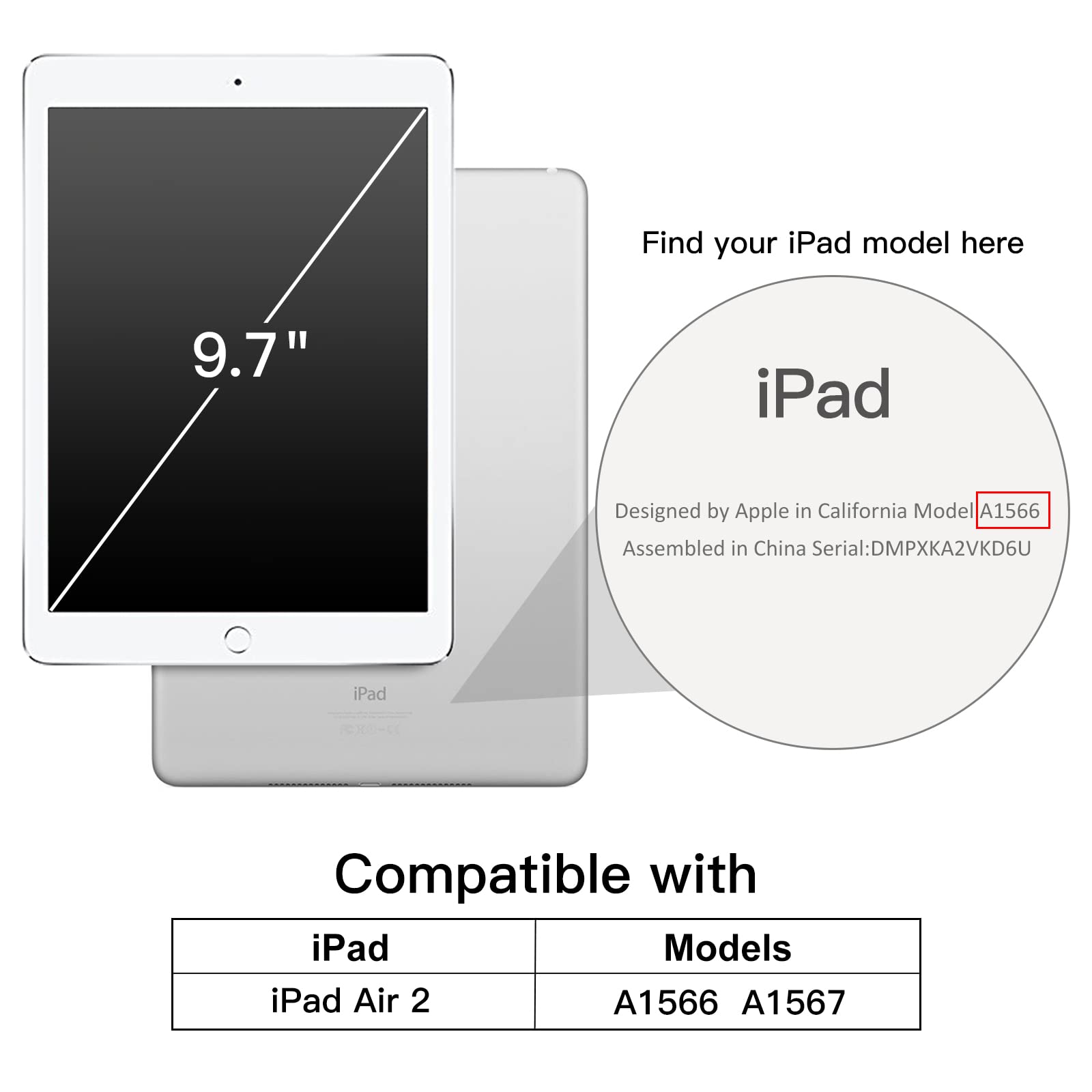 JETech iPad Air 2 Case with Auto Wake/Sleep Smart Cover - Light Blue Protective Shell | Perfect for Work, School & Travel