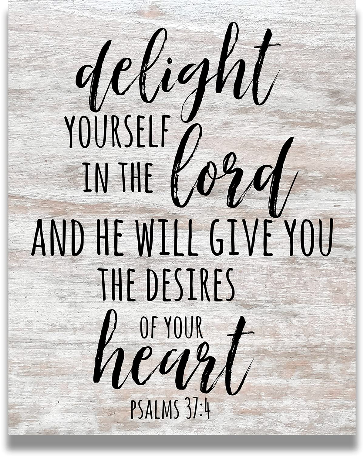 Govivo Bible Verse Wall Art - Psalm 37:4 'Delight Yourself in the Lord' - Christian Home Decor, Inspirational Farmhouse Print, Unframed 11x14 - Perfect for Living Room, Bedroom & Christmas Gifts for Women