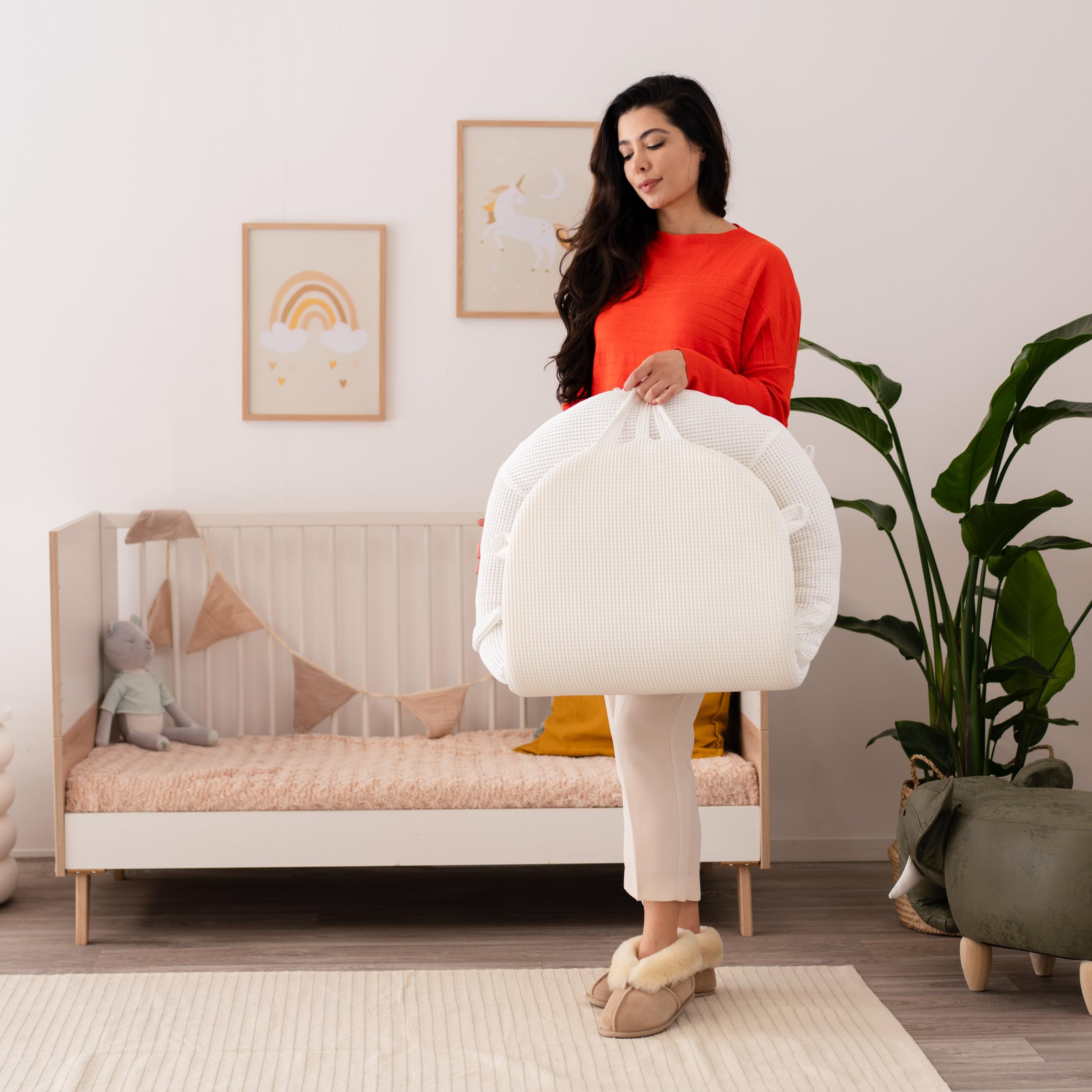 4-in-1 Baby Lounger & Tummy Time Play Mat with Sit-Up Chair - Newborn Essentials for Playtime, Napping & Learning - Perfect Baby Shower Gift & Registry Must-Have