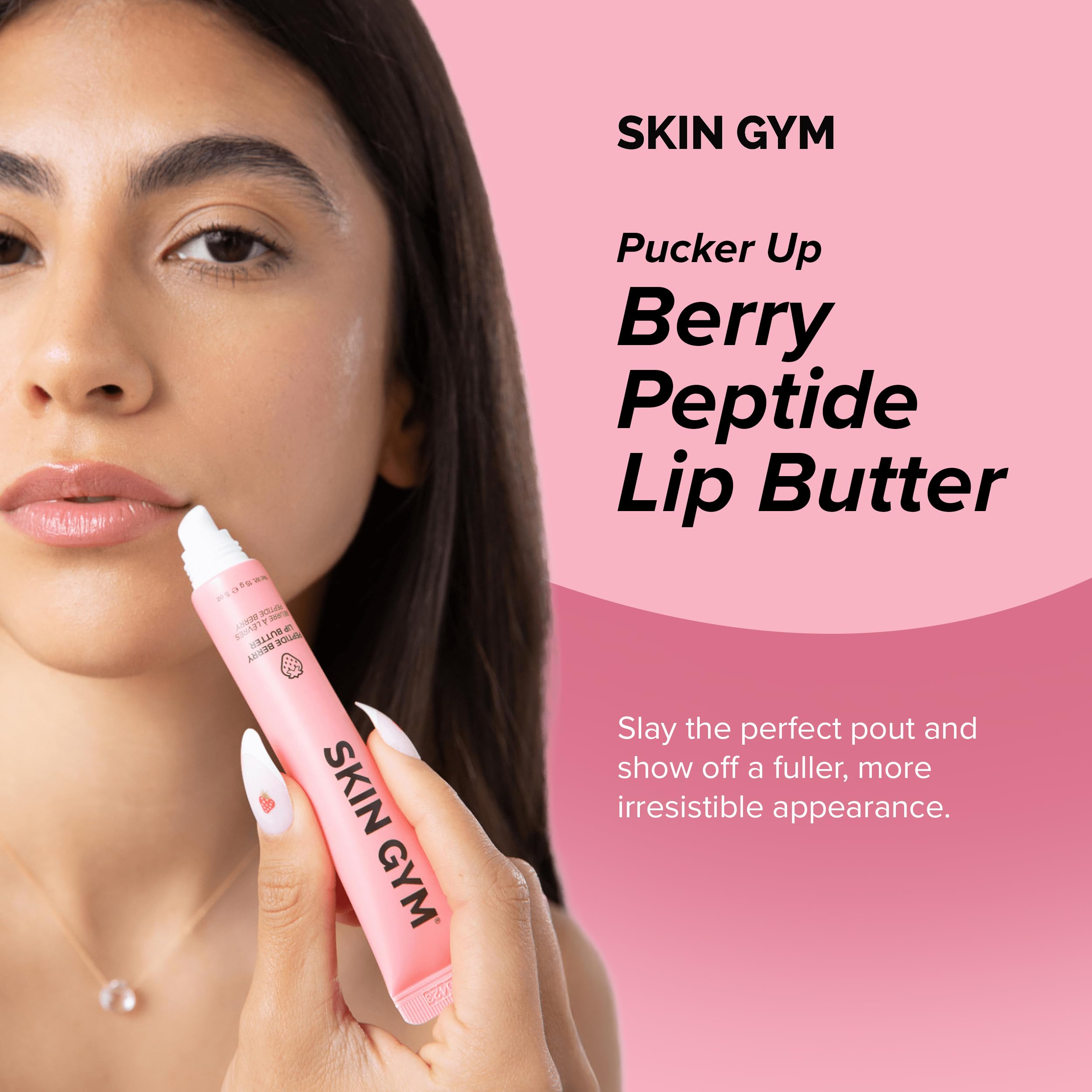 Skin Gym Peptide Berry Lip Butter - Hydrating Lip Balm with Peptides & Natural Oils for Dry Lips, 0.5 oz | Perfect for Winter Care & Daily Moisturizing