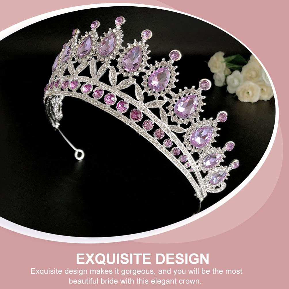 1pc Violet Bridal Hair Tiara - Baroque Queen Crown for Weddings, Birthdays & Special Events | Diamond Rhinestone Princess Headpiece for Brides, Girls & Women | Perfect for Weddings, Prom, Pageants & Royal-Themed Parties