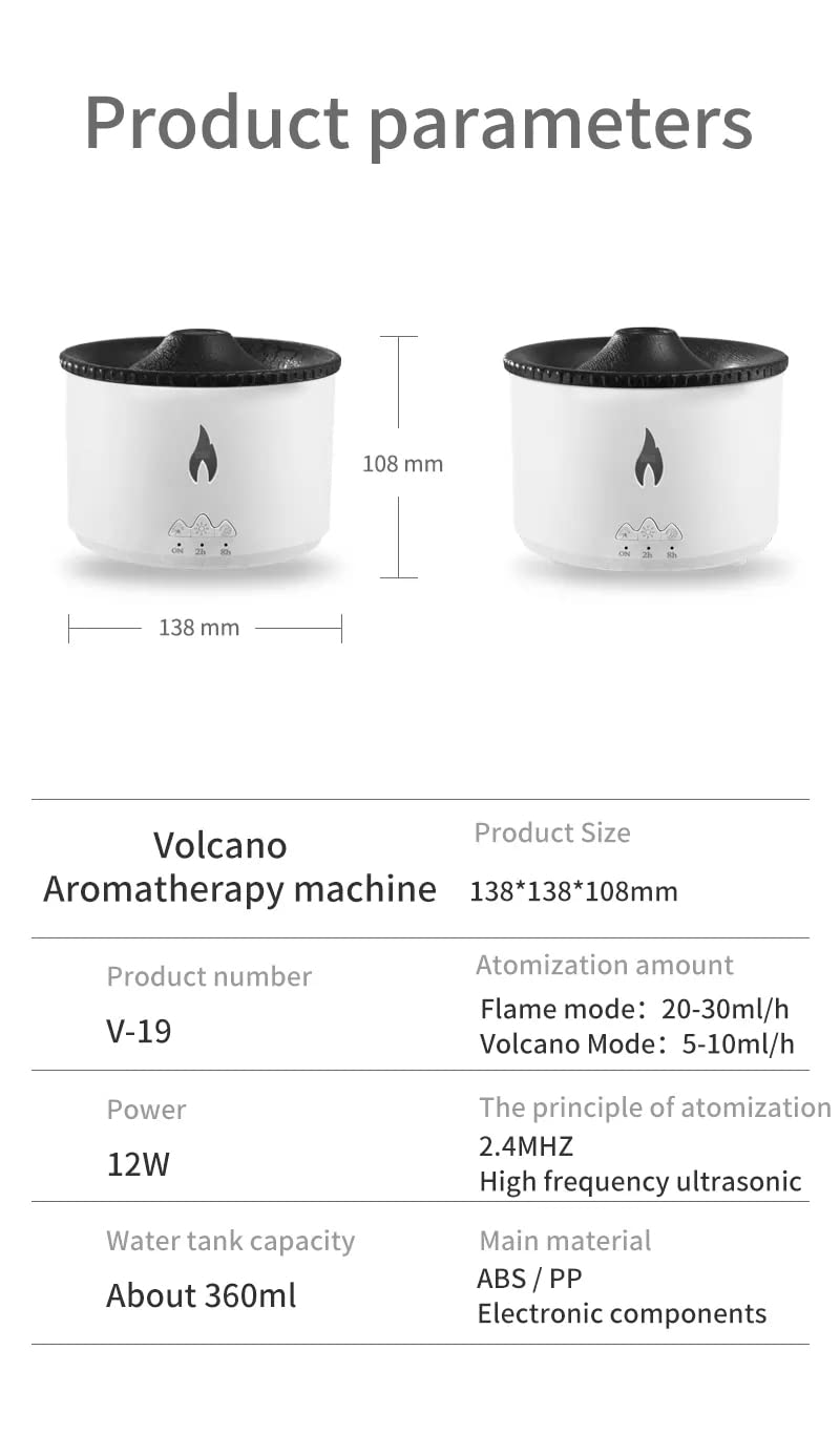 AUSEK® Essential Oil Diffuser - Ultrasonic Aromatherapy Humidifier with Auto Shut-Off, Remote Control & Volcano Flame Effect for Home, Office, Yoga & Spa Relaxation