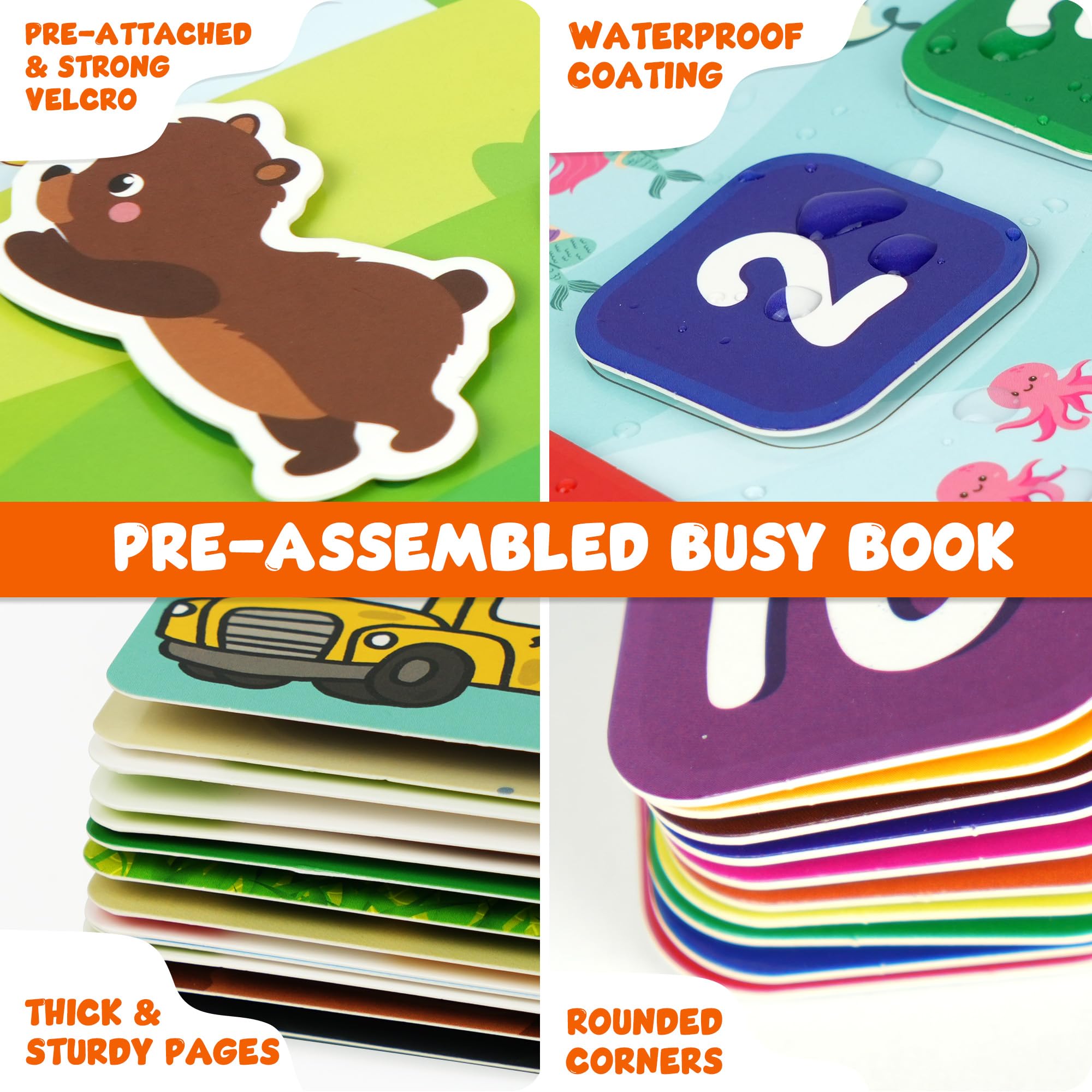 BenBen Busy Book for Toddlers - 30-Page Pre-Assembled Preschool Learning Activity | Montessori Toys for 3+ Years | Autism Sensory & Educational Toy | Perfect Birthday Gift for Kids - Ideal for Travel, Quiet Time & Early Childhood Development