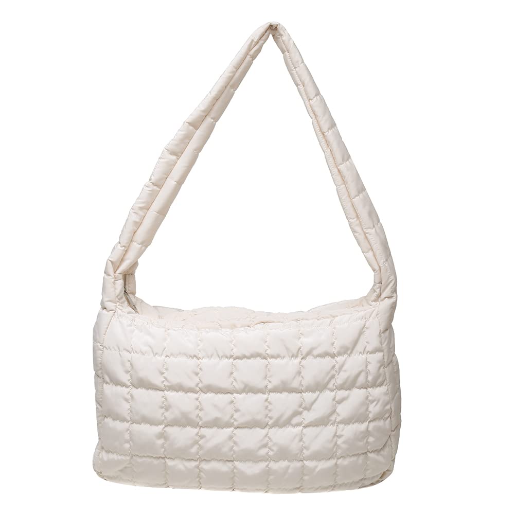 Quilted Tote Bags for Women - Lightweight Padded Shoulder Bag with Down Cotton Filling, Large Lattice Design Tote - Perfect for Work, Travel, Shopping & Daily Use