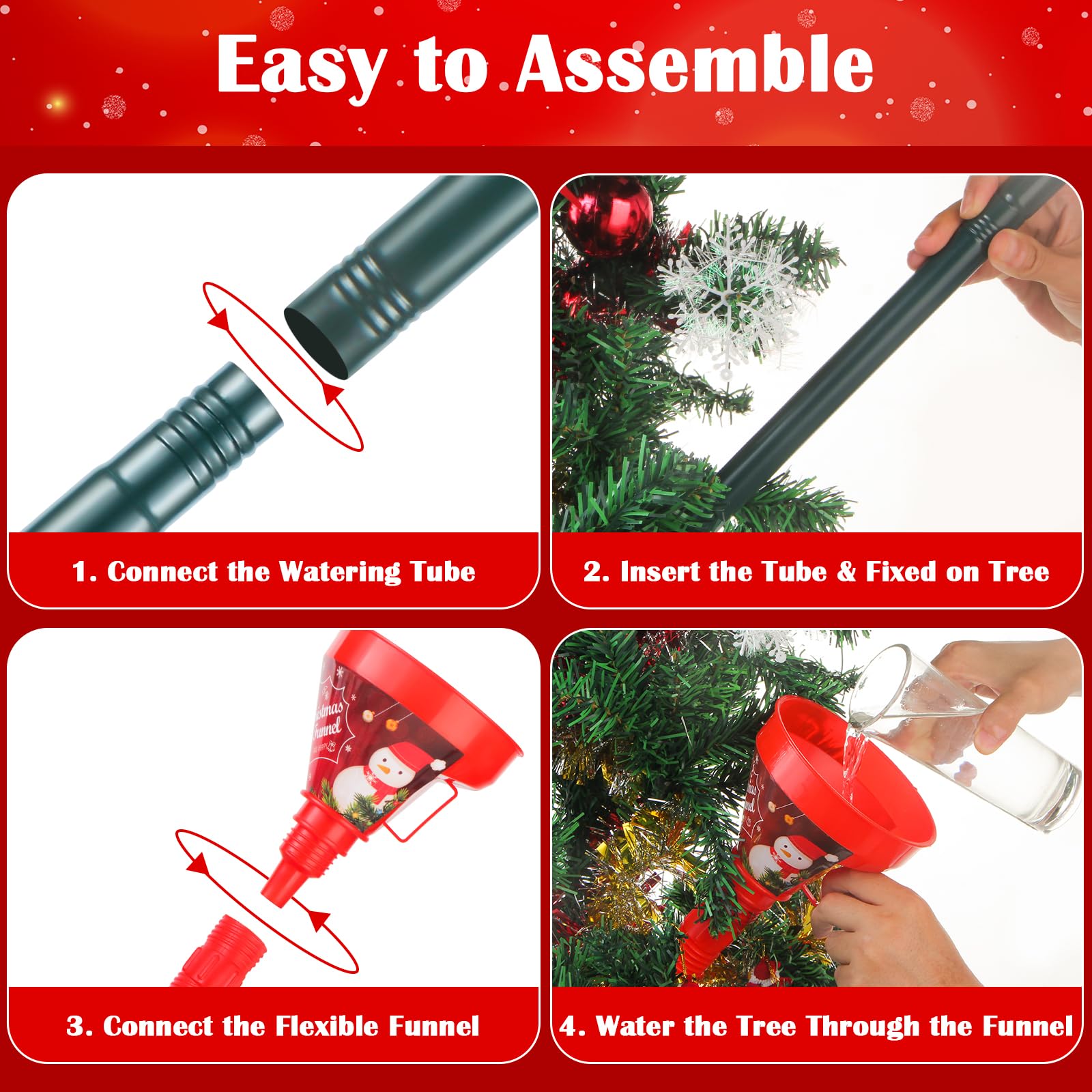 Flexible Christmas Tree Watering Funnel System - 60in Long Wide Mouth Xmas Tree Waterer Device for Large Real Trees | Easy Holiday Decoration & Maintenance