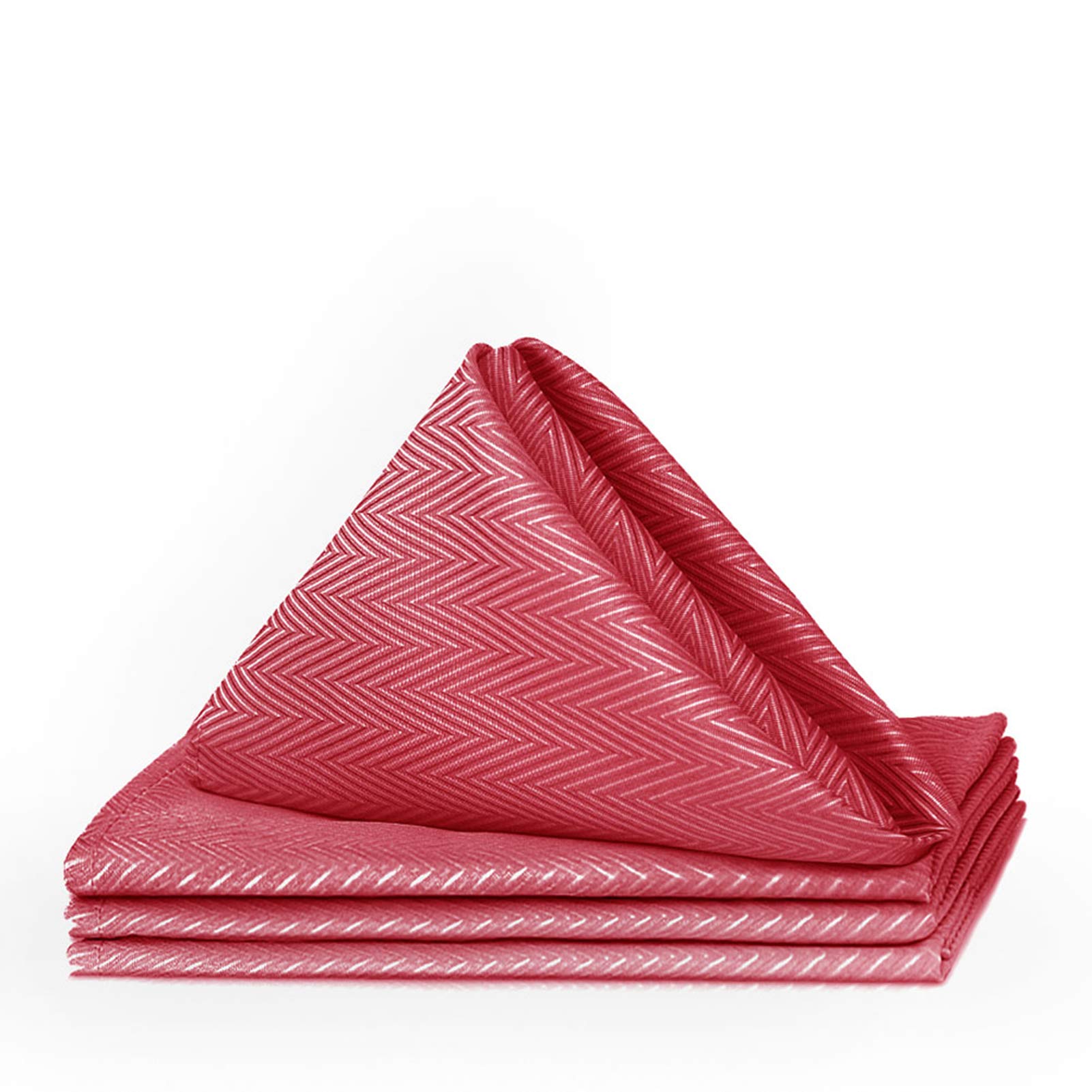 Premium 17x17 Inch Herringbone Polyester Cloth Napkins Set of 4 - Washable & Shiny Dinner Napkins in Wine Red for Family Dinners, Weddings, Cocktail Parties - Elegant Table Setting for Restaurants, Holiday Meals & Special Events