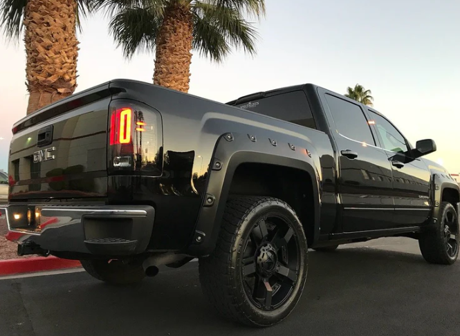 GMC Sierra 1500 2016-2018 LED Tail Lights - Red Smoke Lens - DOT Approved - Easy Installation - Upgrade for Truck Safety & Style - Perfect for Night Driving & Off-Road Adventures
