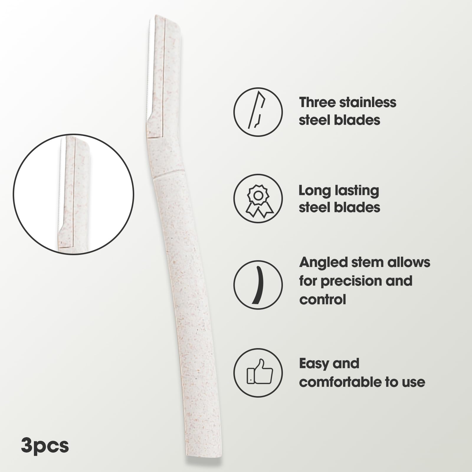 Eco-Friendly Eyebrow Trimmer & Facial Hair Remover for Women & Men - 3PC Set with Safety Cover, Recycled Material | Perfect for Travel, Grooming & Sensitive Skin Care