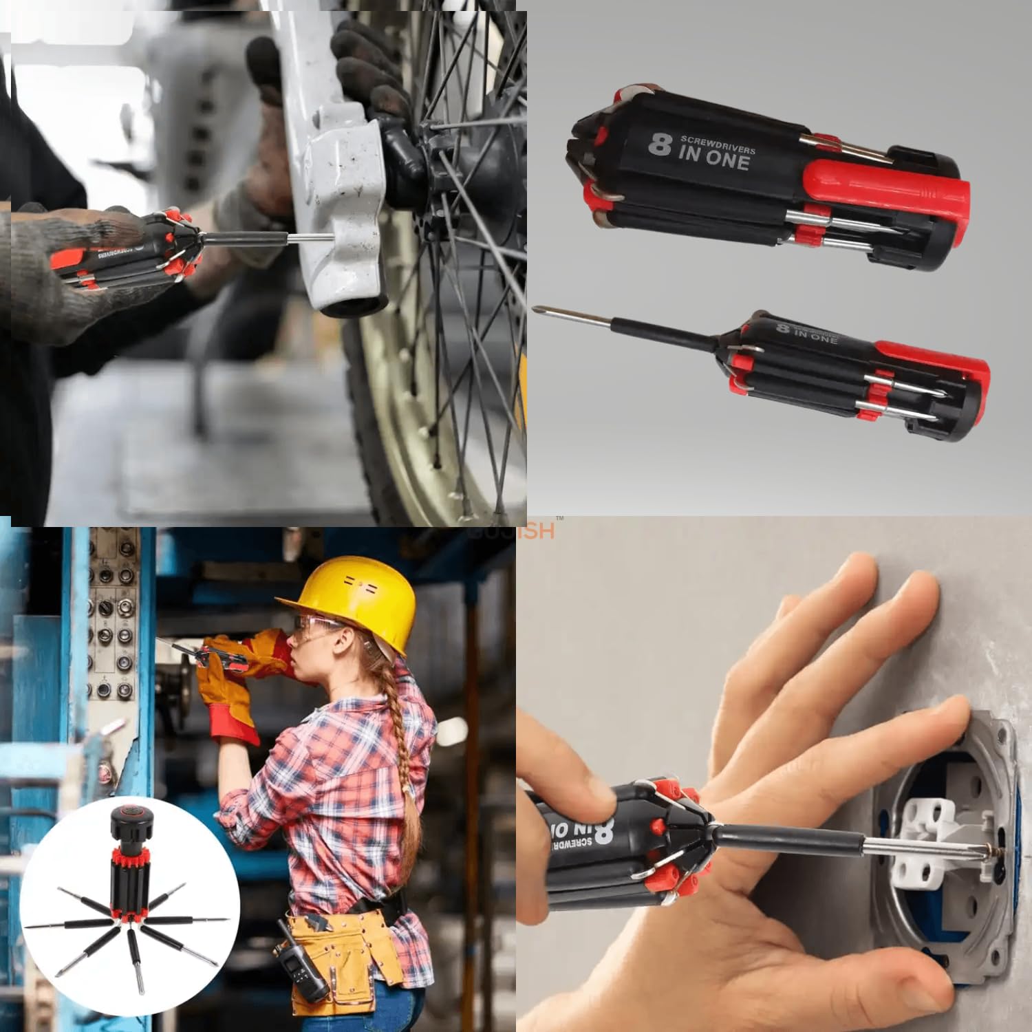 GUJISH 8-in-1 Multi-Function Screwdriver Set with 6 Built-in LED Lights | Professional Compact Tool Kit for Home Repairs, Office Use, Car Maintenance & DIY Projects | Perfect for Electrical Work, Phone Repair & Small Appliance Fixing