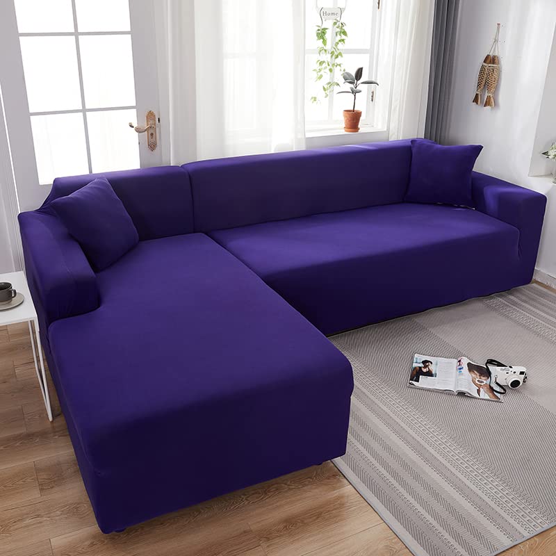 AACHHO Universal Elastic Sofa Cover - Slip-Resistant, Soft & Stretchable L-Shaped Couch Slipcover for 2-Seater Sofas (145-185cm) - Perfect for Living Room, Home Decor & Furniture Protection