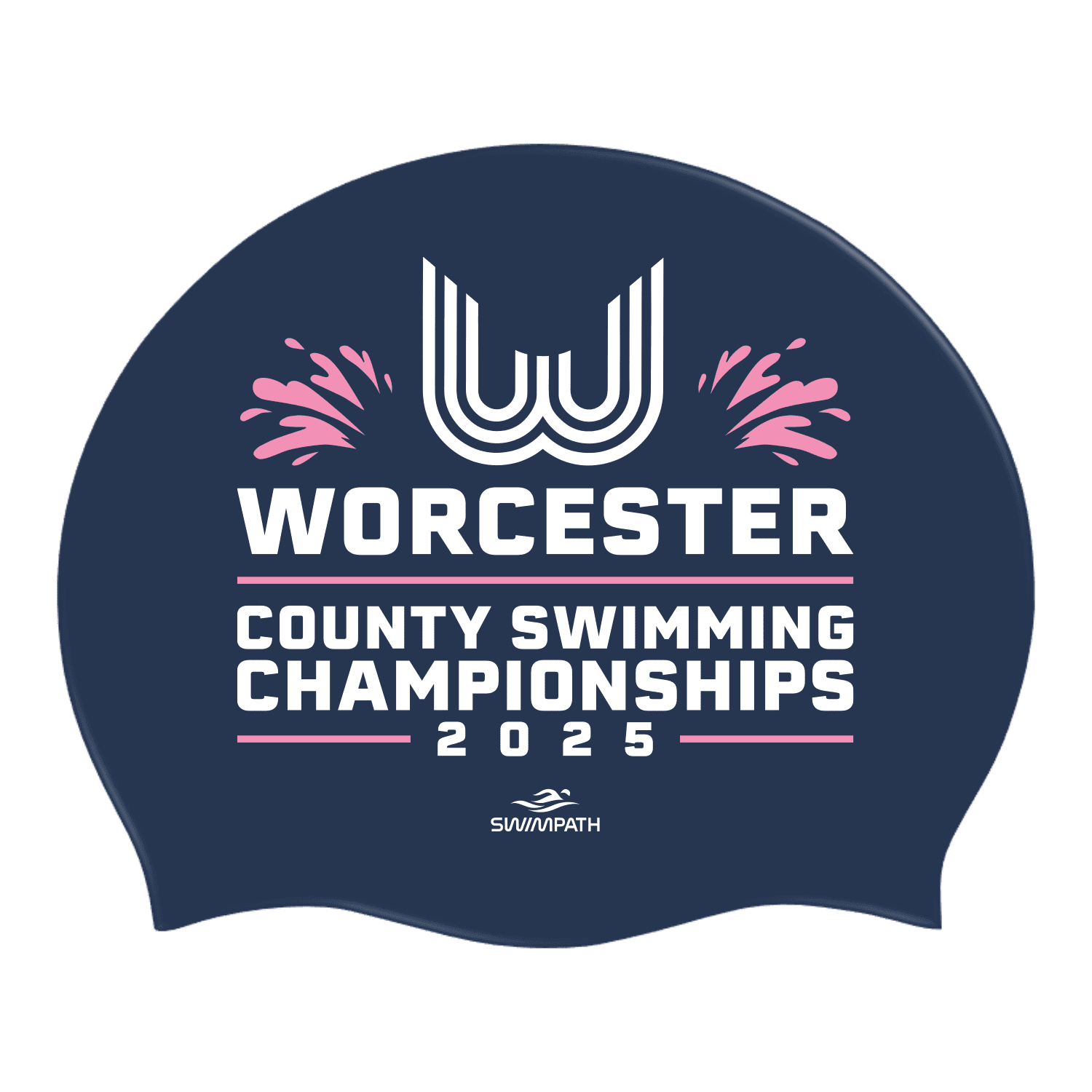 Worcester County ASA County Championships 2025 Silicone Swimming Cap - Dark Navy Blue | Competition Swim Cap for Pool Training & Racing