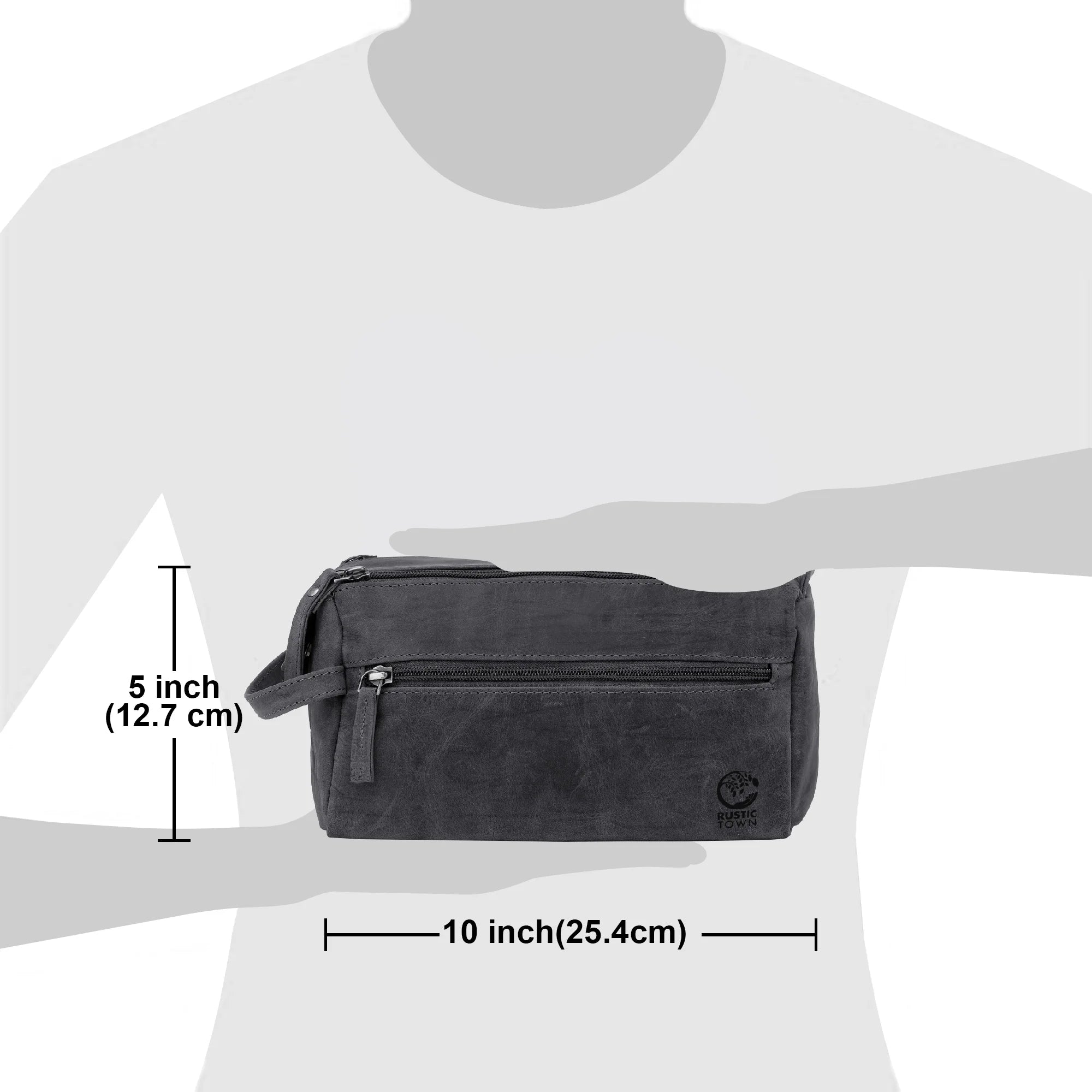 Premium Leather Travel Toiletry Bag for Men & Women - Waterproof Grey Cosmetic Organizer - Perfect for Vacation, Business Trips & Gym Essentials Storage