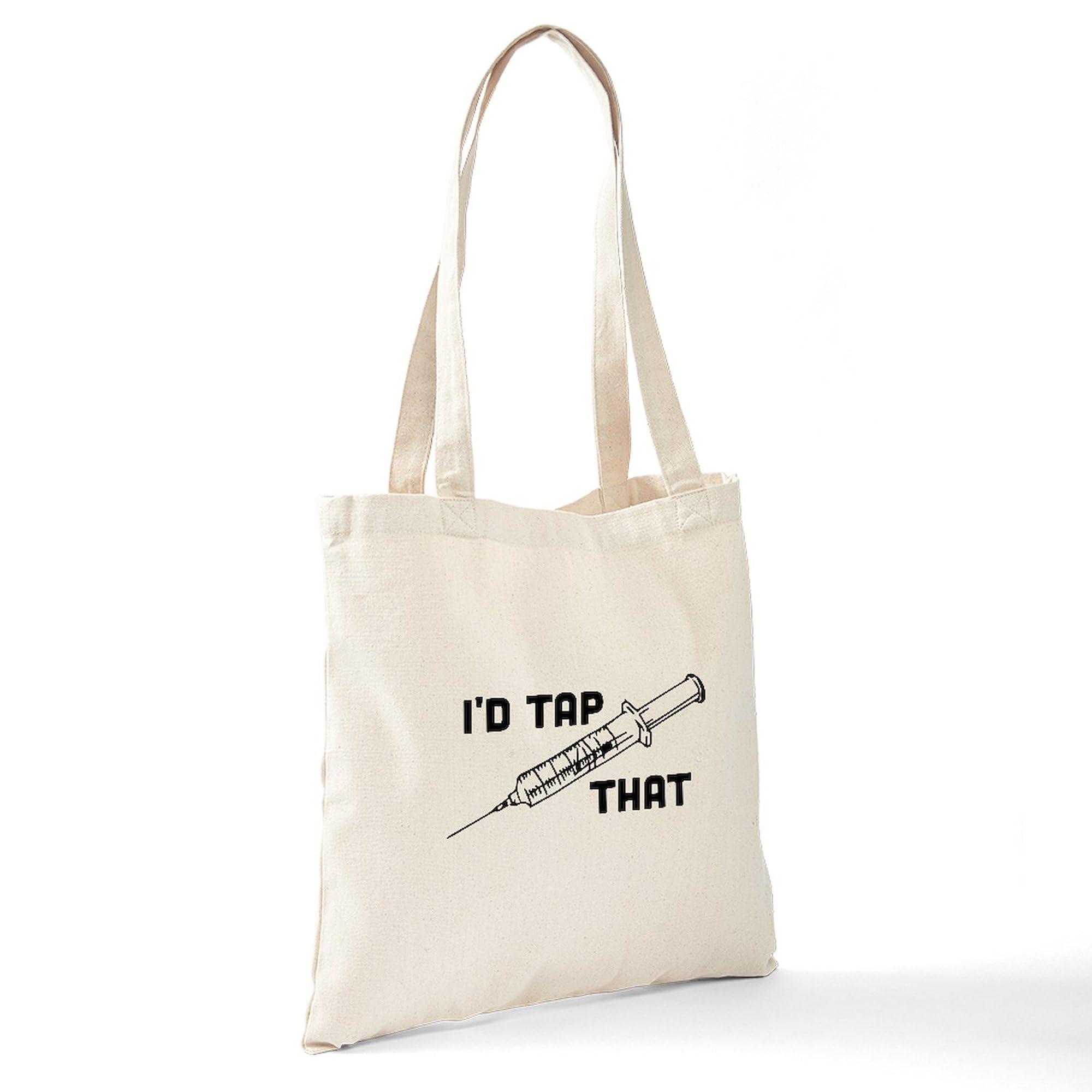 CafePress 'I'd Tap That' Natural Canvas Tote Bag - Eco-Friendly Reusable Grocery Shopping Bag for Women & Men | Perfect for Groceries, Beach, Work & Daily Use