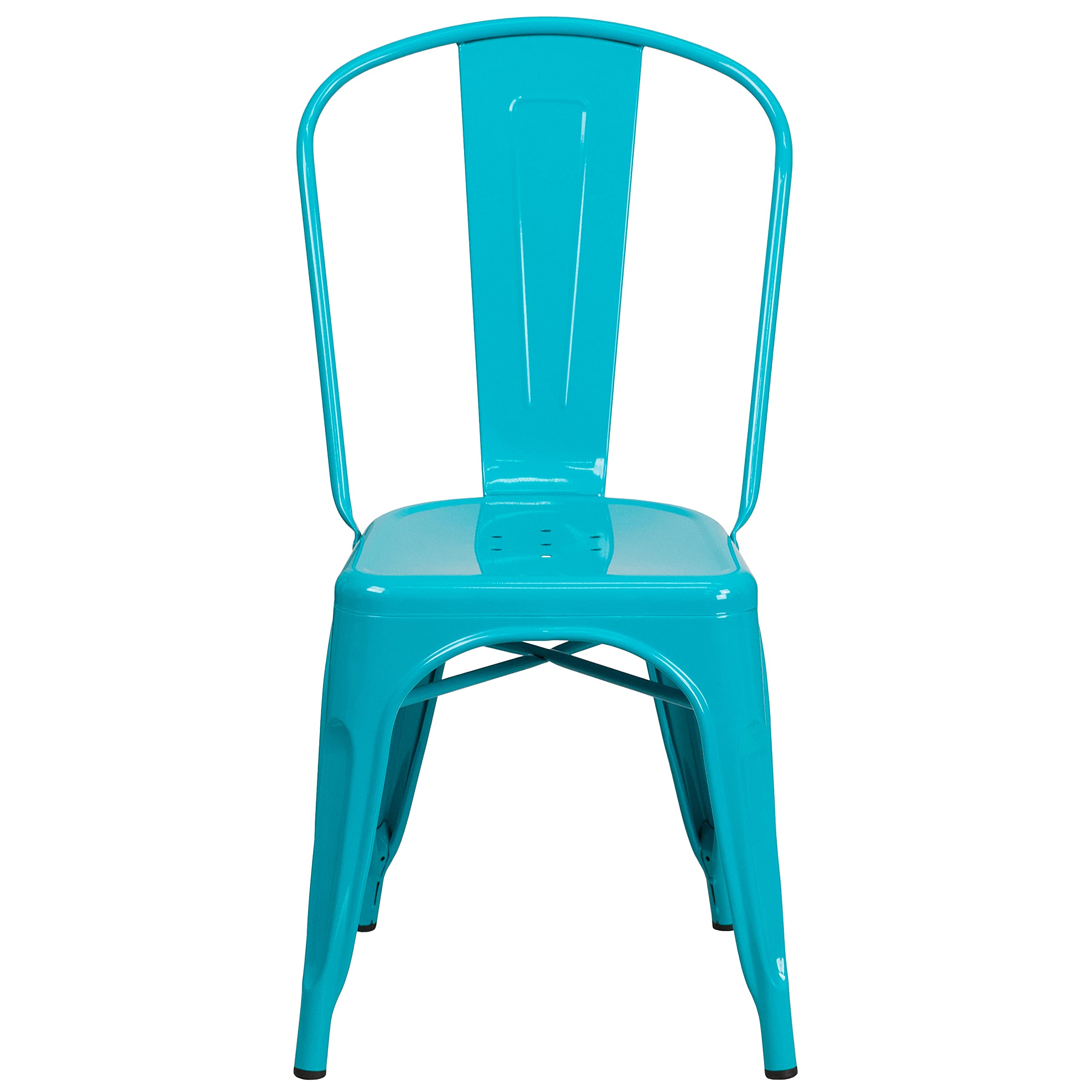 EMMA + OLIVER Commercial Grade Teal-Blue Metal Stackable Chair for Indoor & Outdoor Use - Perfect for Restaurants, Cafes, Patios, and Events