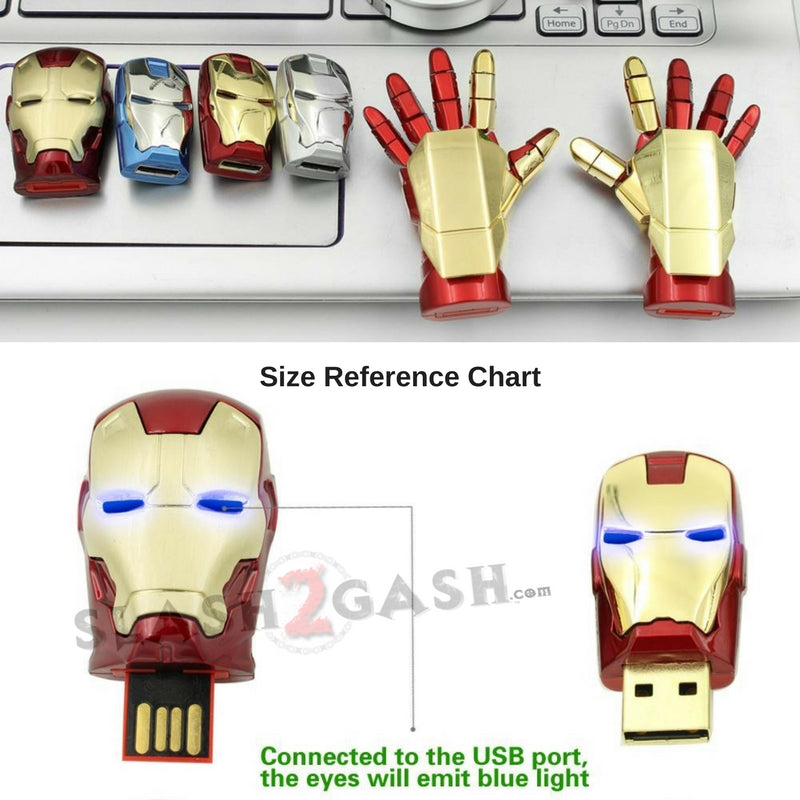 Iron Man USB Flash Drive 2.0 - 16GB Movable Hand with LED Light - Cool Superhero Gadget for Marvel Fans, Collectors & Tech Gifts - Perfect for Cosplay, Office Use & Data Storage