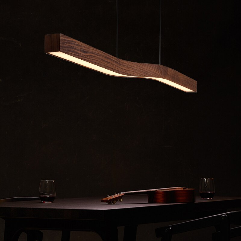 Wooden Wave Bar Hanging Light - Modern Kitchen Pendant Lighting for Dining Room, Island, Bar Counter & Restaurant Decor | Energy Efficient LED Wave Light Fixture