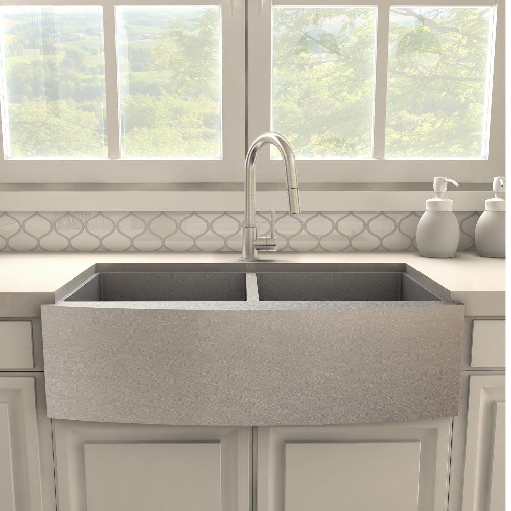ZLINE Dante Pull Down Single Handle Kitchen Faucet in Brushed Nickel - Modern High Arc Design for Easy Cleaning, Perfect for Home Kitchen Sink, Dishwashing & Food Prep (DNT KF BN)