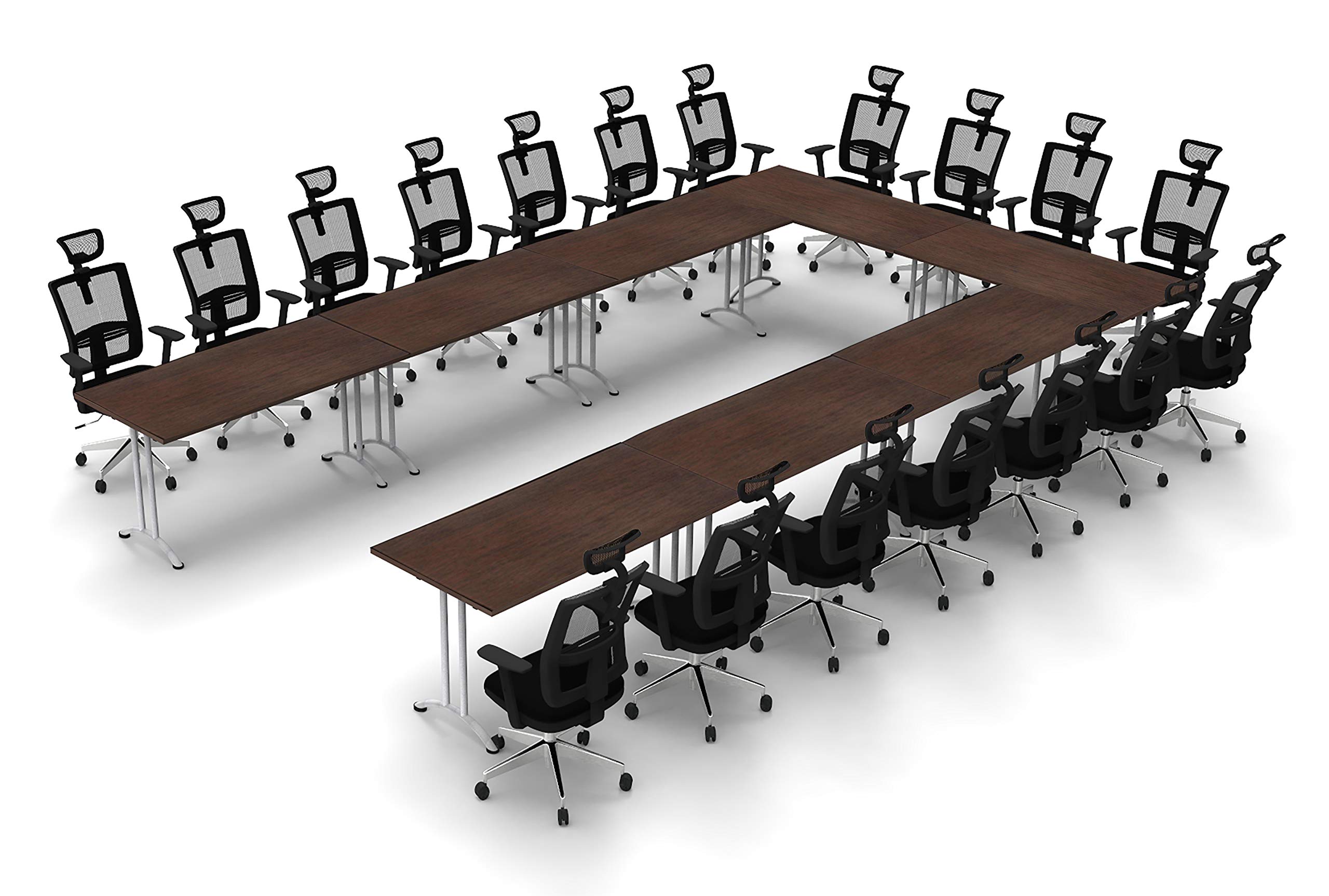 18-Person Conference Table - Large Meeting & Seminar Table for Compact Spaces - Model 5918 with 8-Piece Group in Natural Java Color - Easy Setup & Foldable Design (Seating Not Included) - Perfect for Office Meetings, Team Collaboration & Conference Rooms